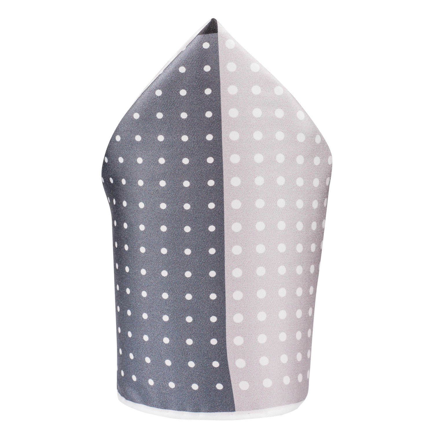 Grey Polka Dot Italian Silk Pocket Square for Men