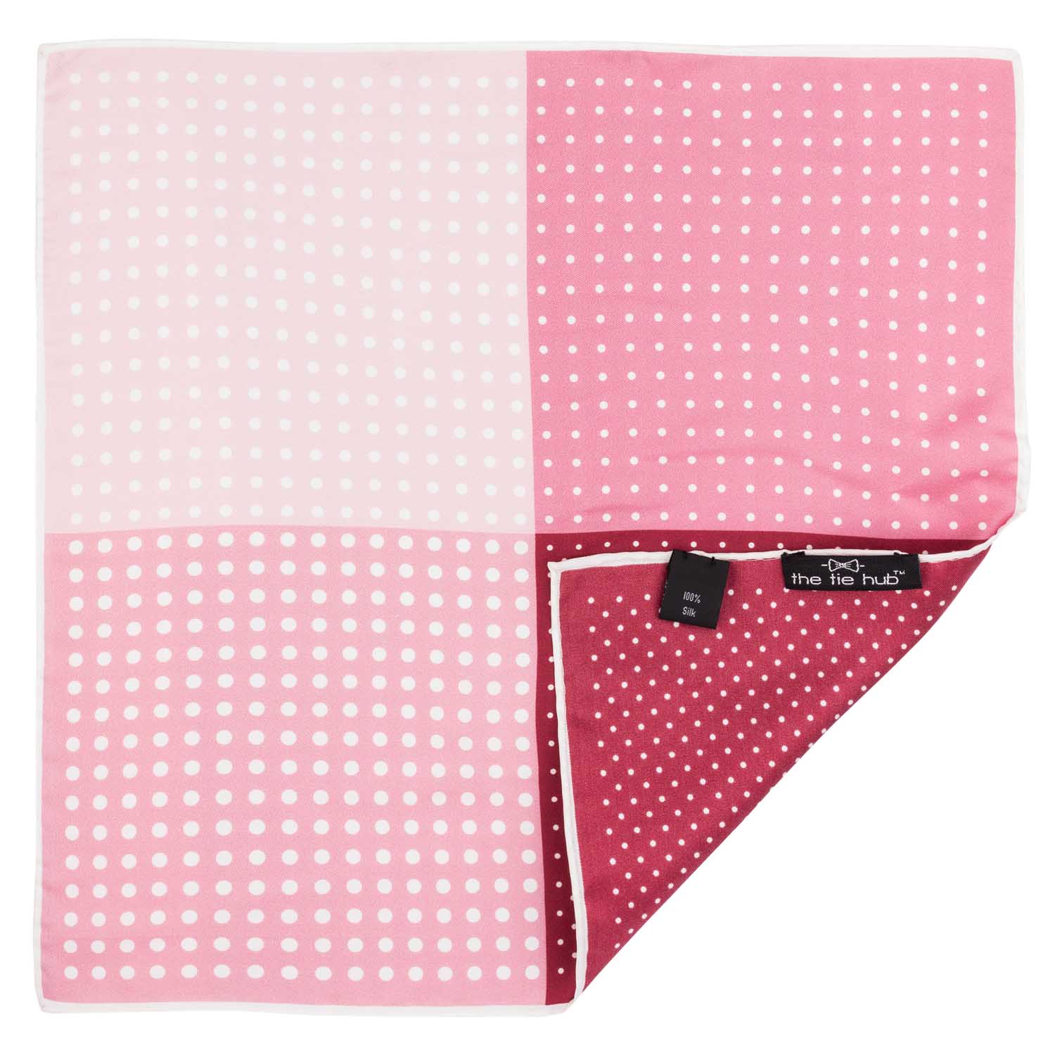 Pink Polka Dot Italian Silk Pocket Square for Men