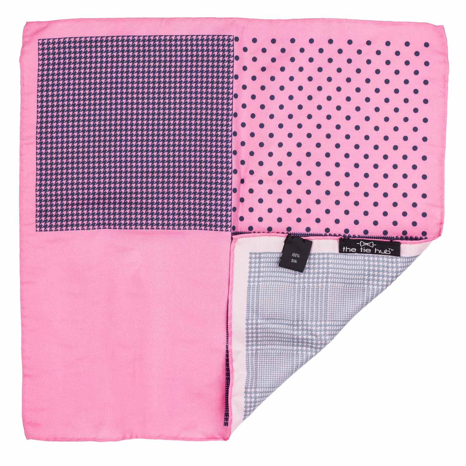 Pink Geometric Italian Silk Pocket Square for Men