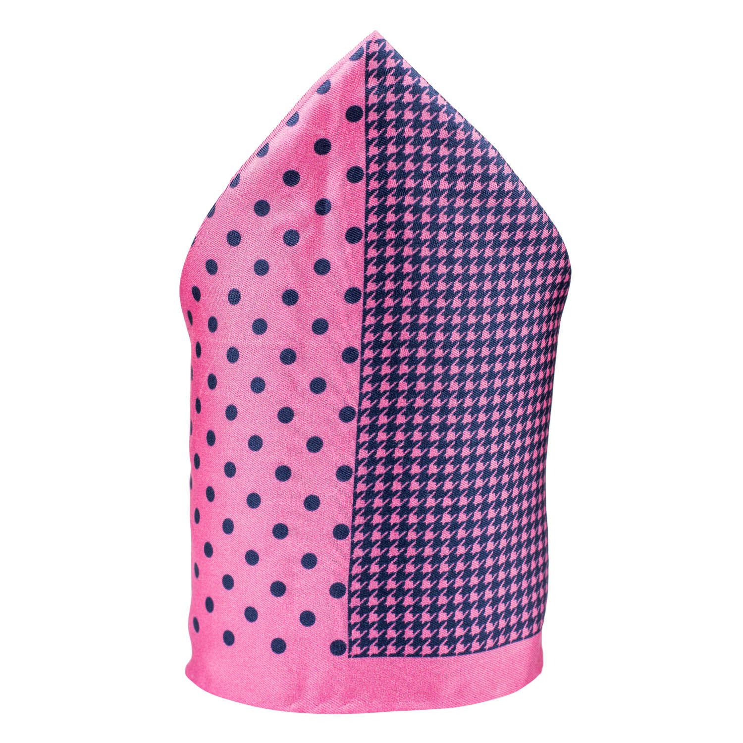 Pink Geometric Italian Silk Pocket Square for Men