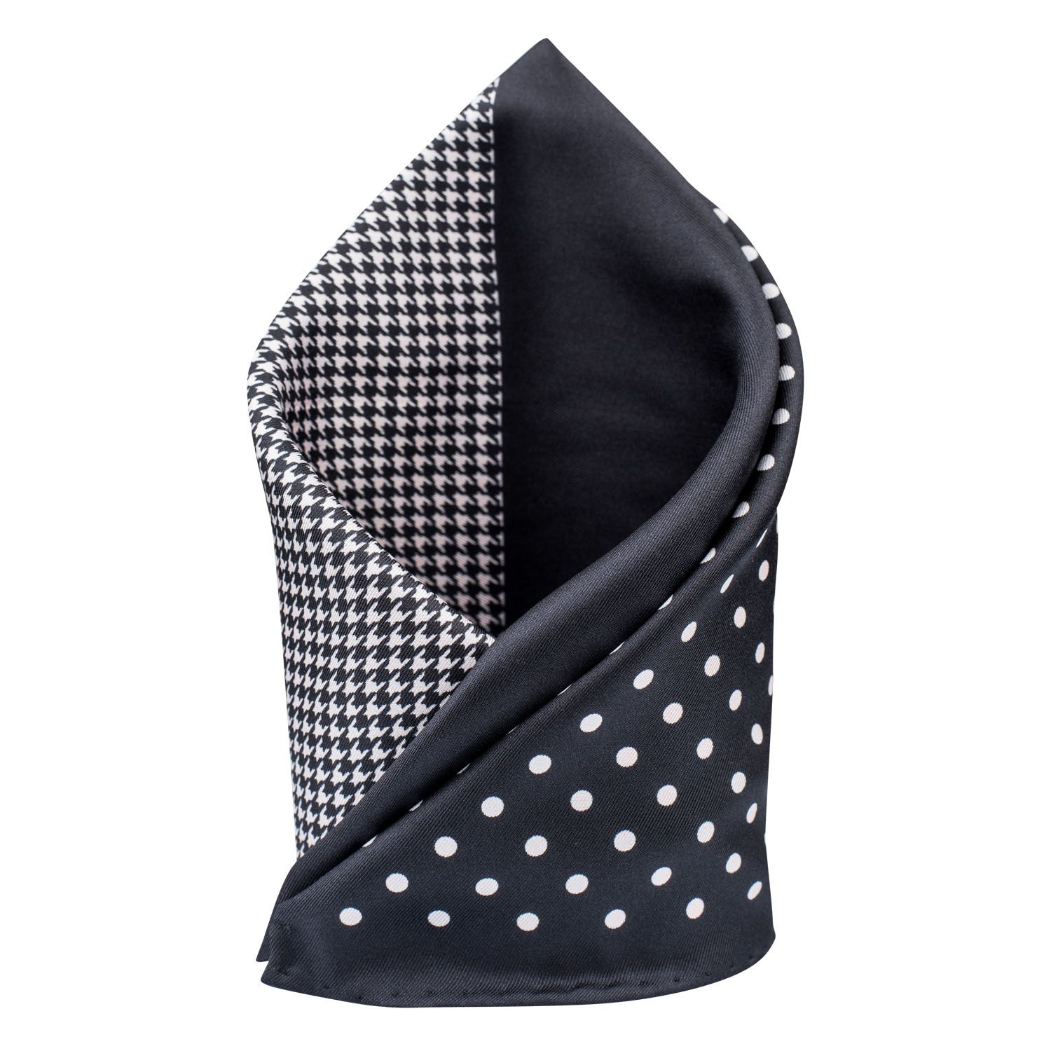 Black Geometric Italian Silk Pocket Square for Men