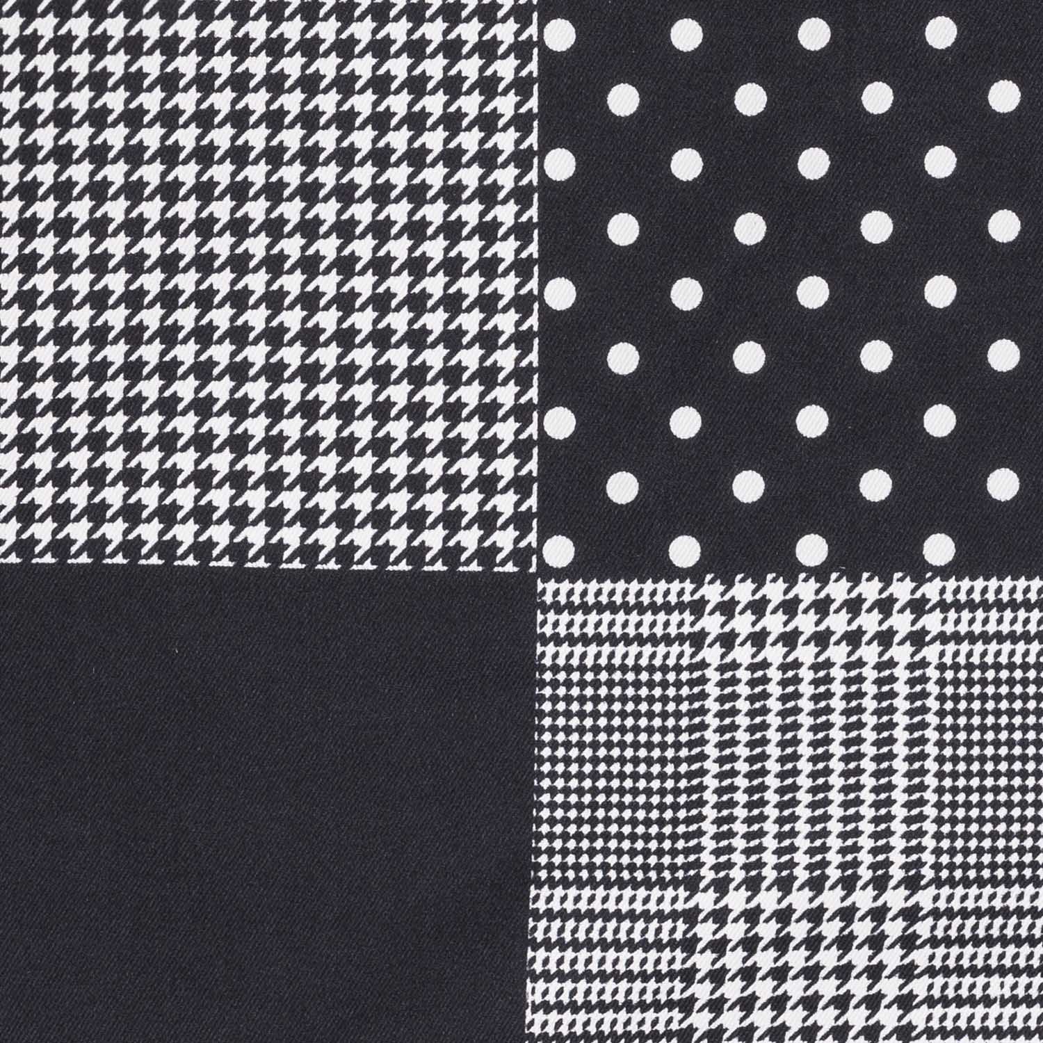Black Geometric Italian Silk Pocket Square for Men