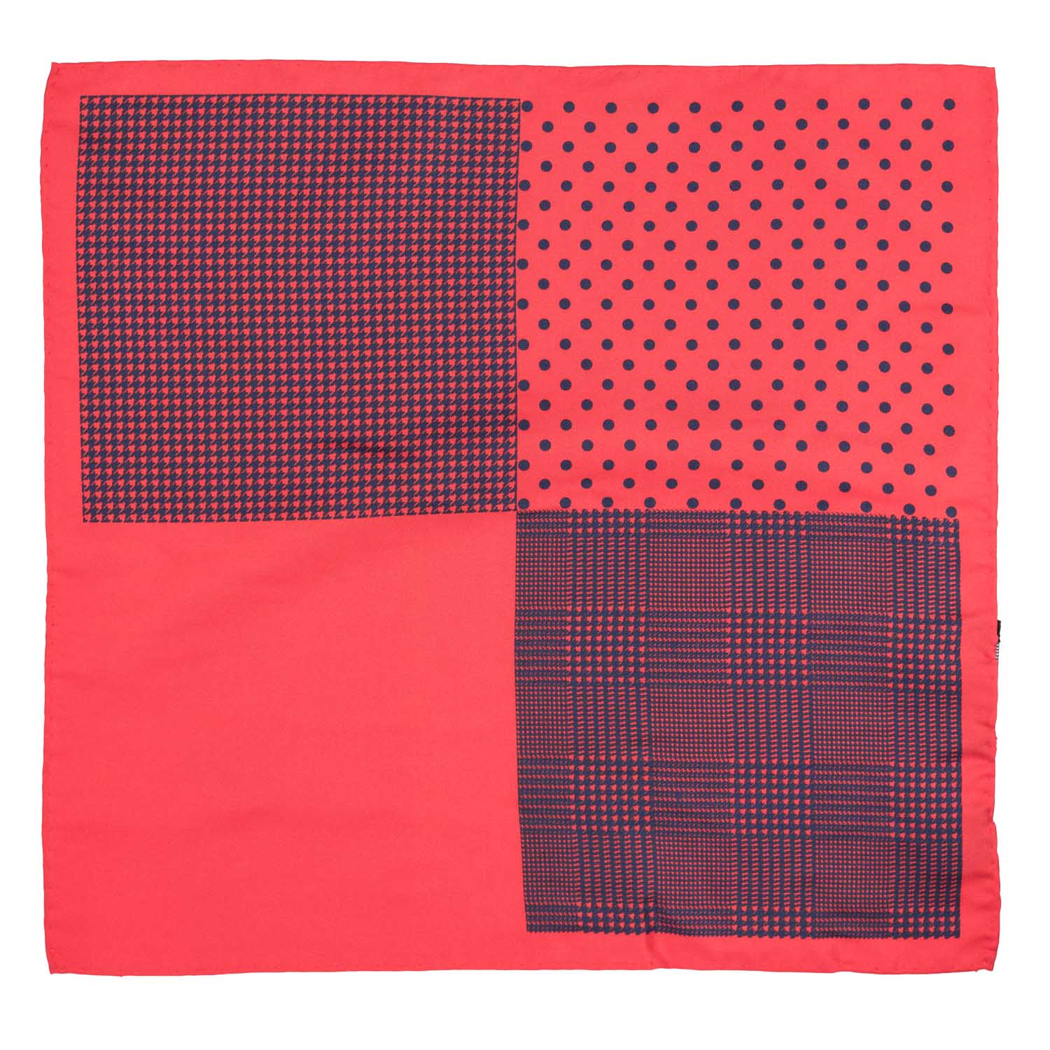 Red Geometric Italian Silk Pocket Square for Men
