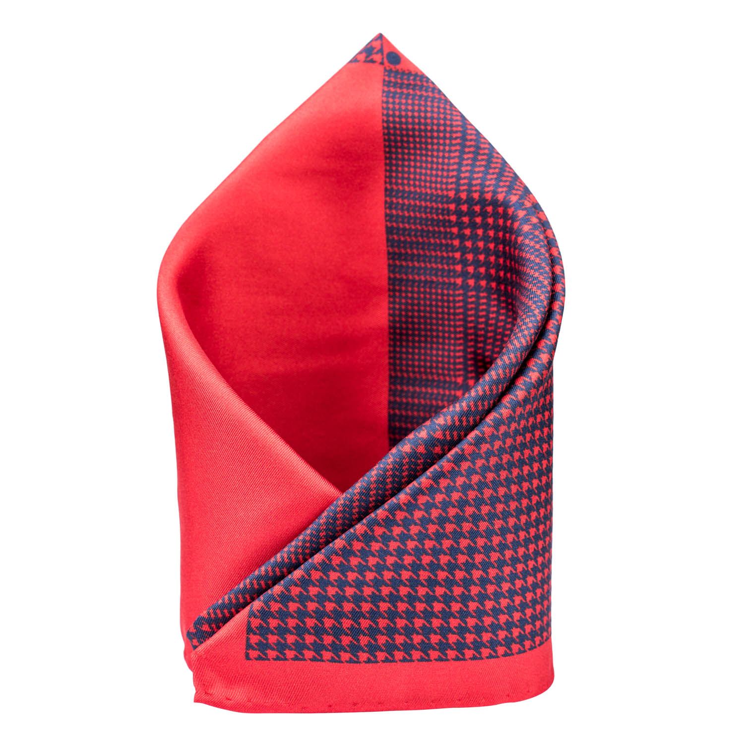 Red Geometric Italian Silk Pocket Square for Men