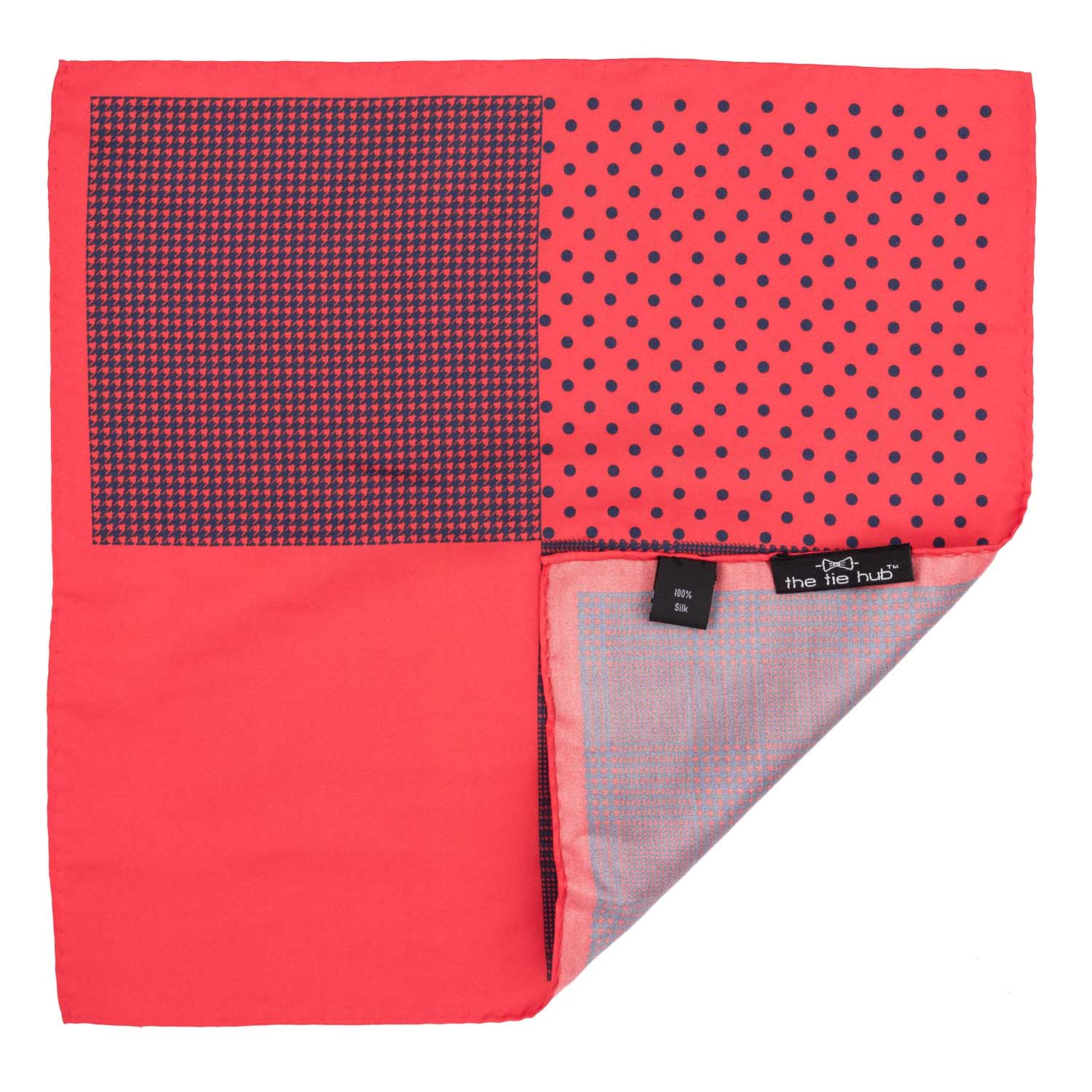 Red Geometric Italian Silk Pocket Square for Men