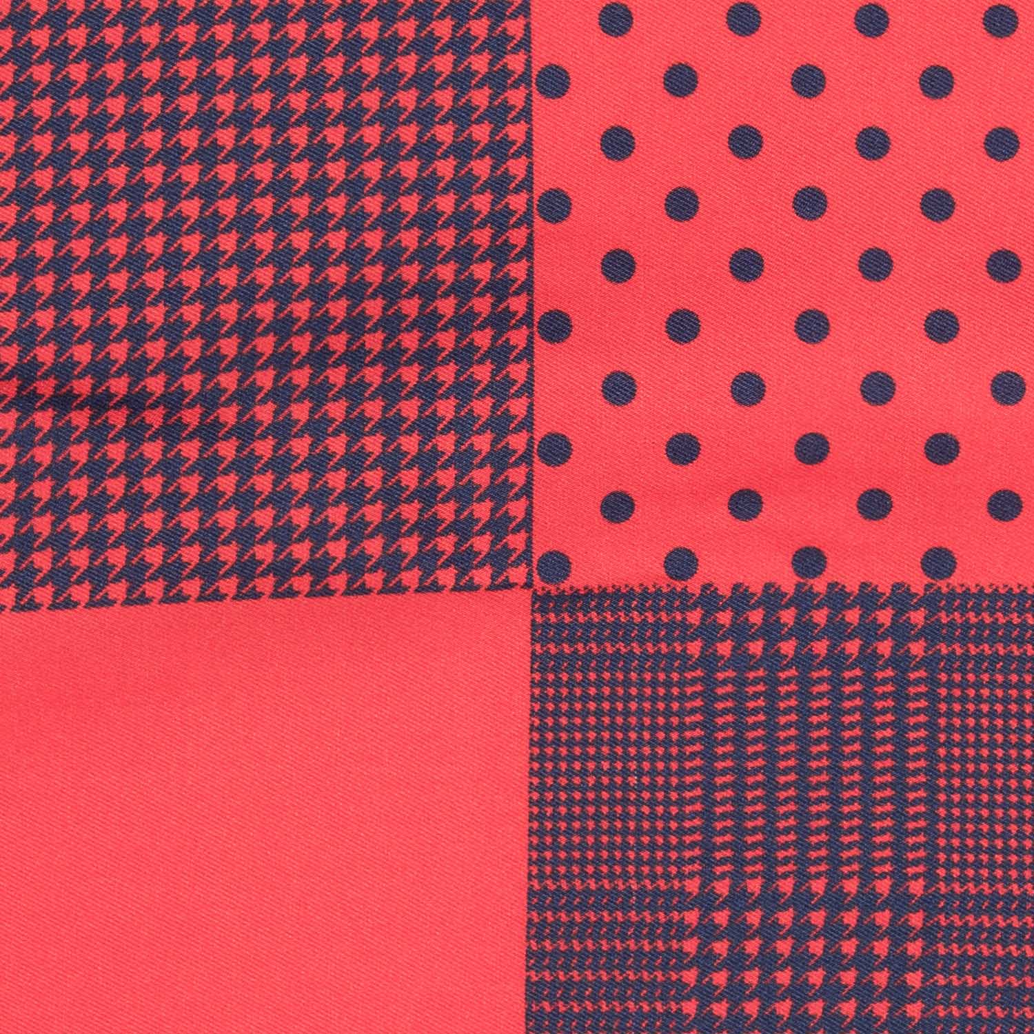 Red Geometric Italian Silk Pocket Square for Men