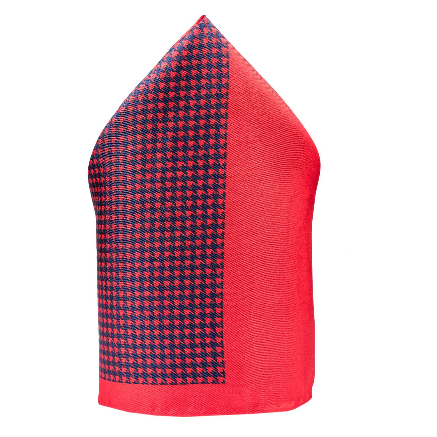 Red Geometric Italian Silk Pocket Square for Men