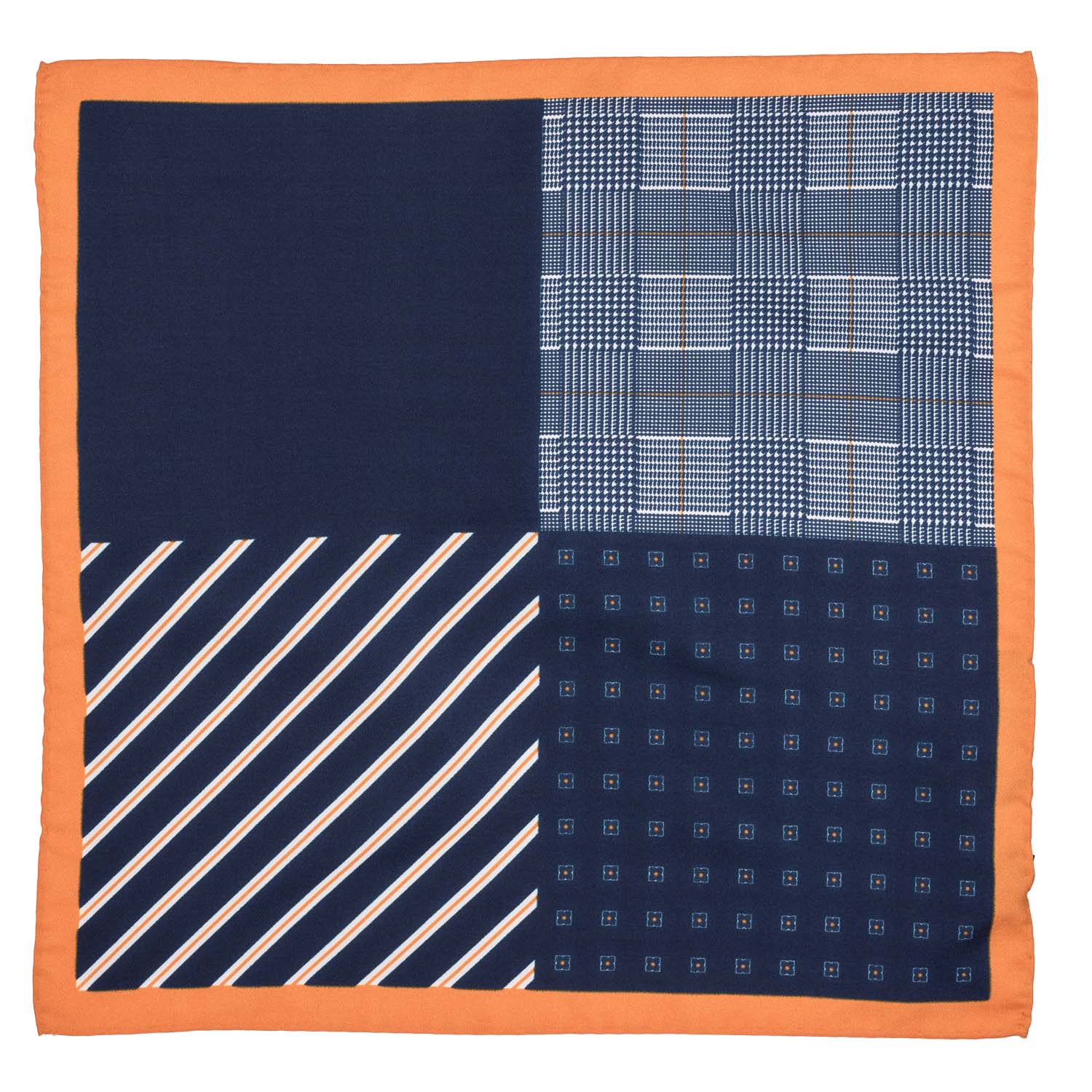 Blue Geometric Italian Silk Pocket Square for Men