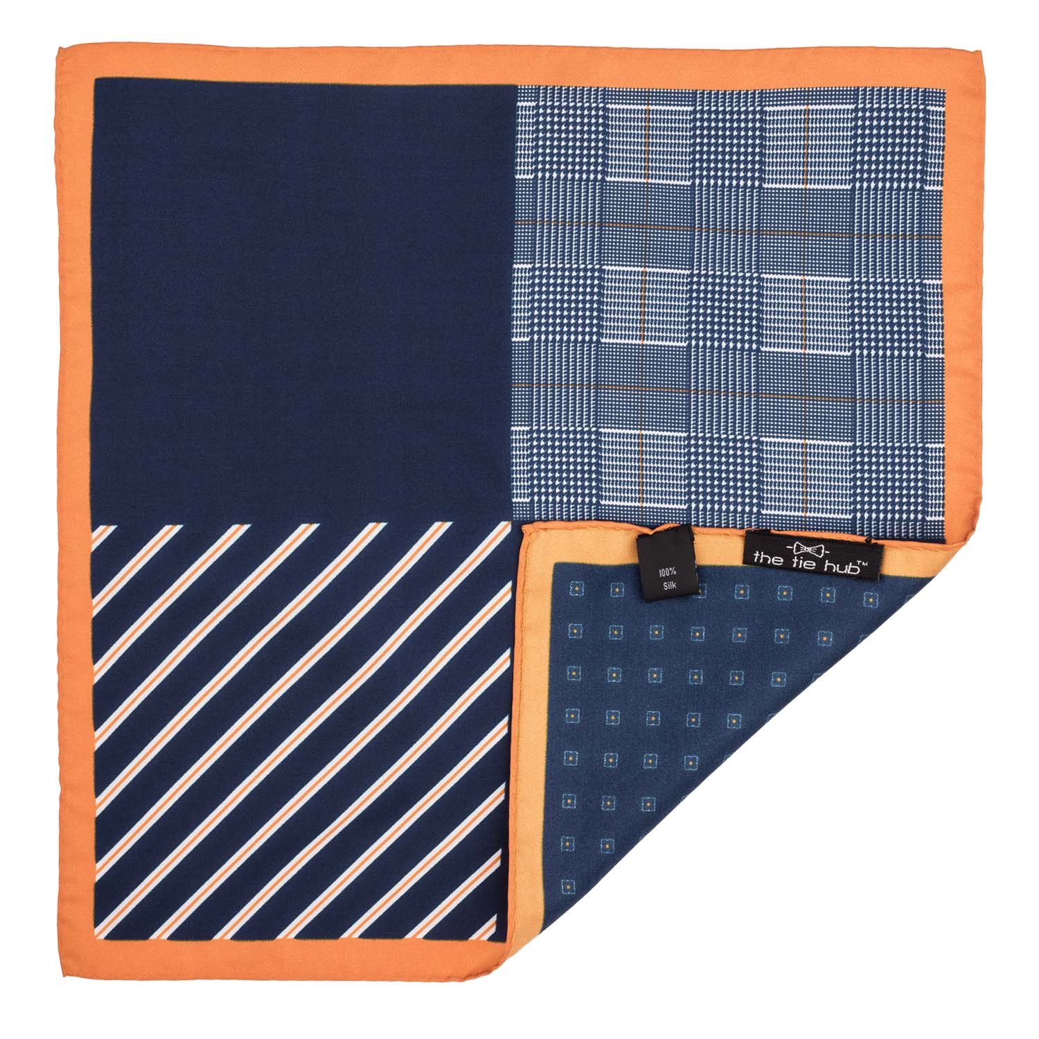 Blue Geometric Italian Silk Pocket Square for Men