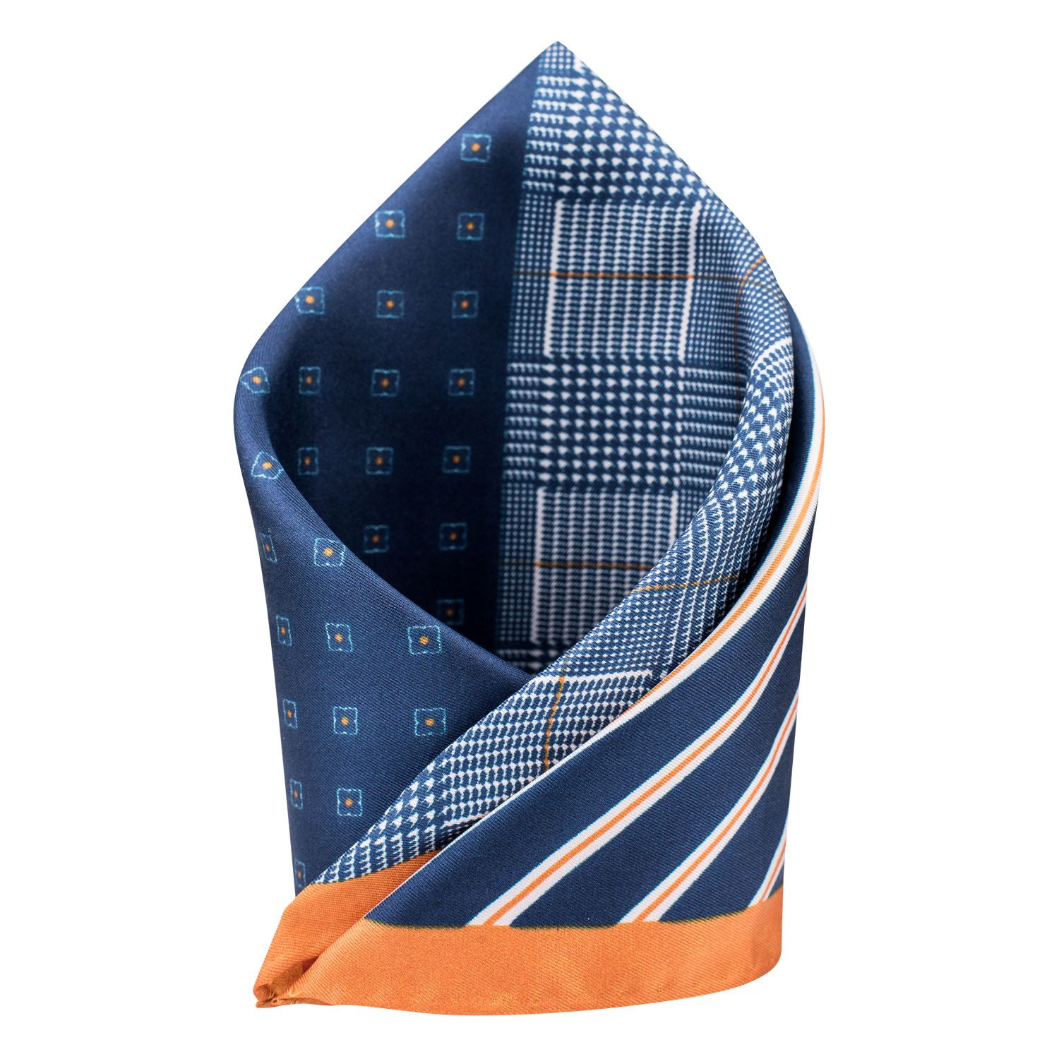 Blue Geometric Italian Silk Pocket Square for Men