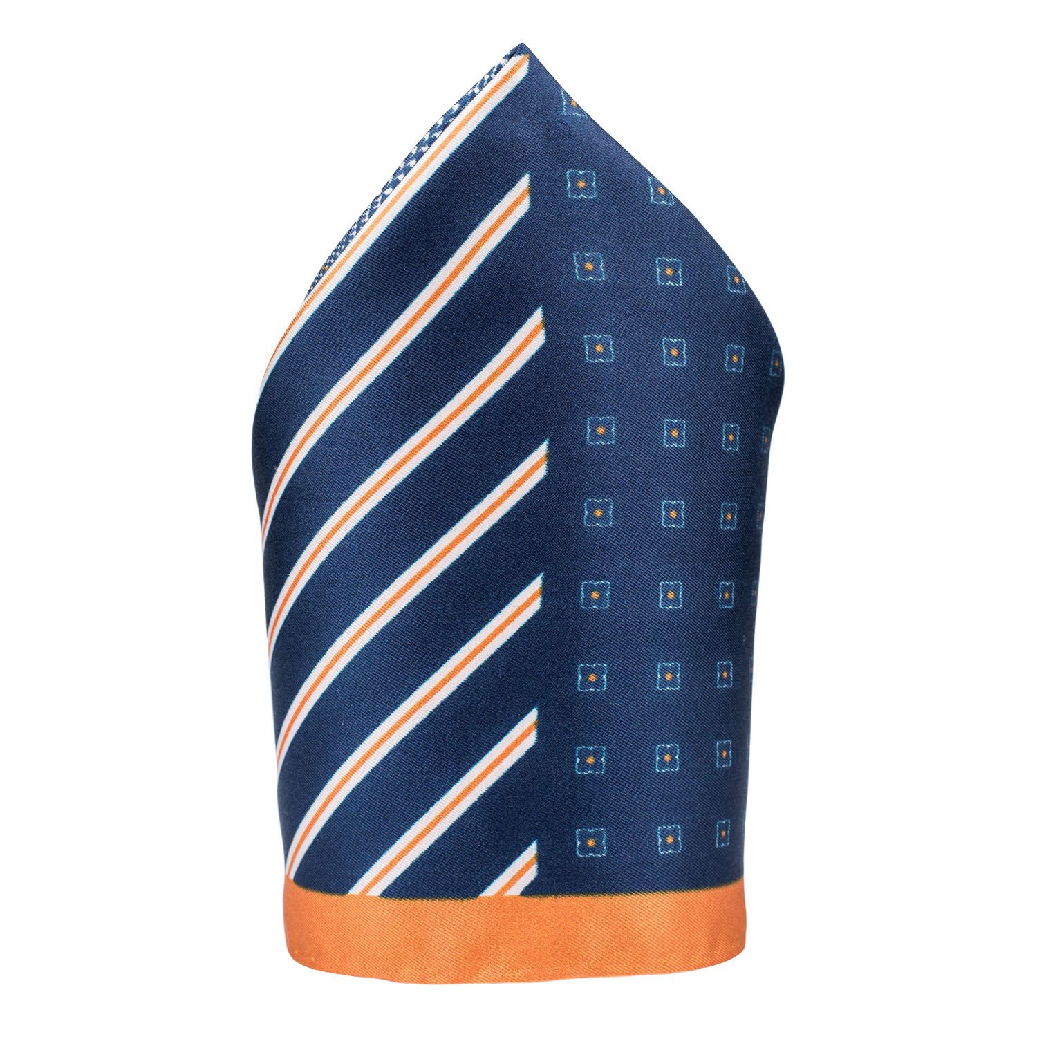 Blue Geometric Italian Silk Pocket Square for Men