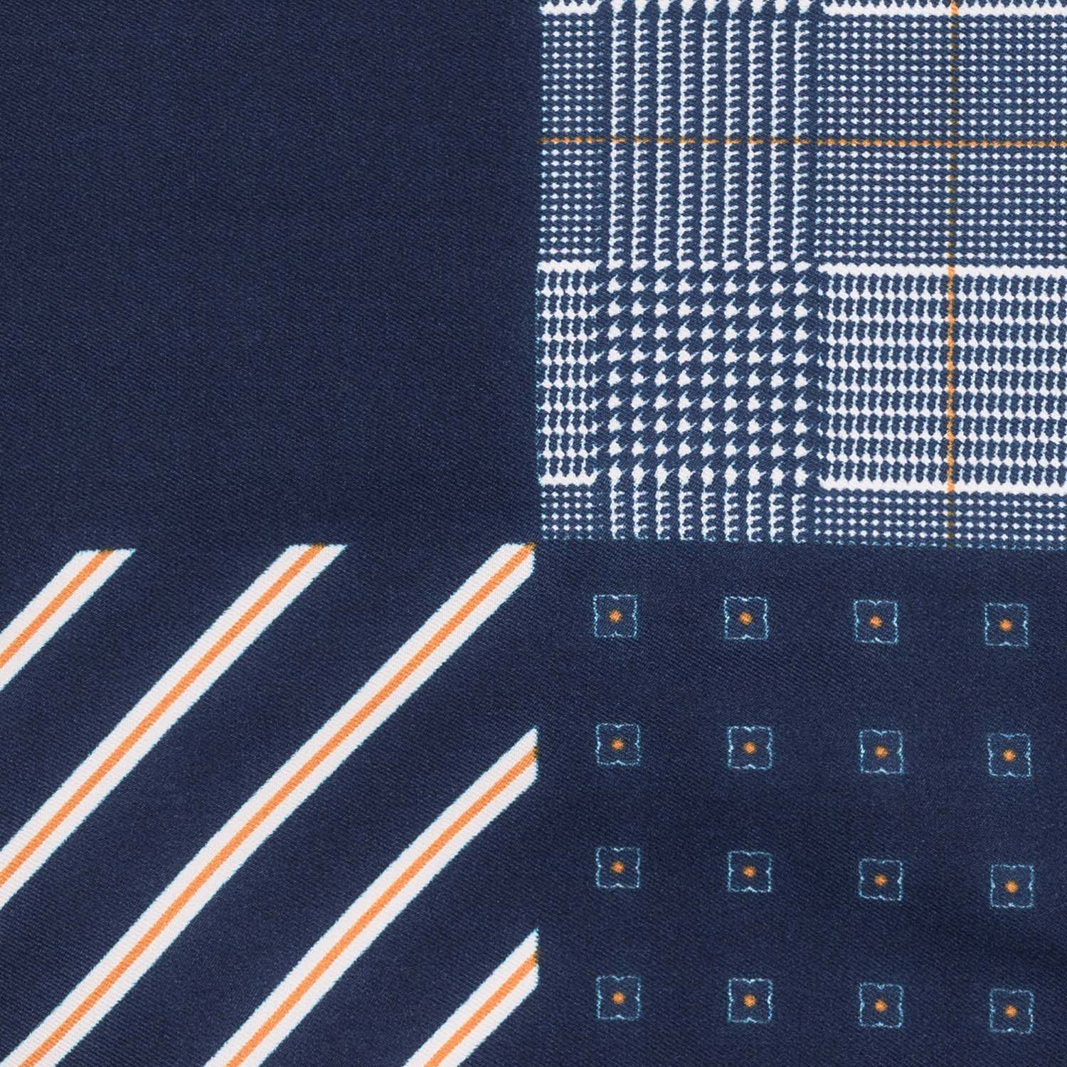 Blue Geometric Italian Silk Pocket Square for Men