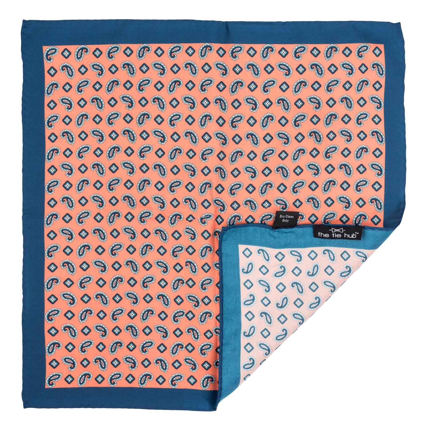 Orange Paisley Italian Silk Pocket Square for Men