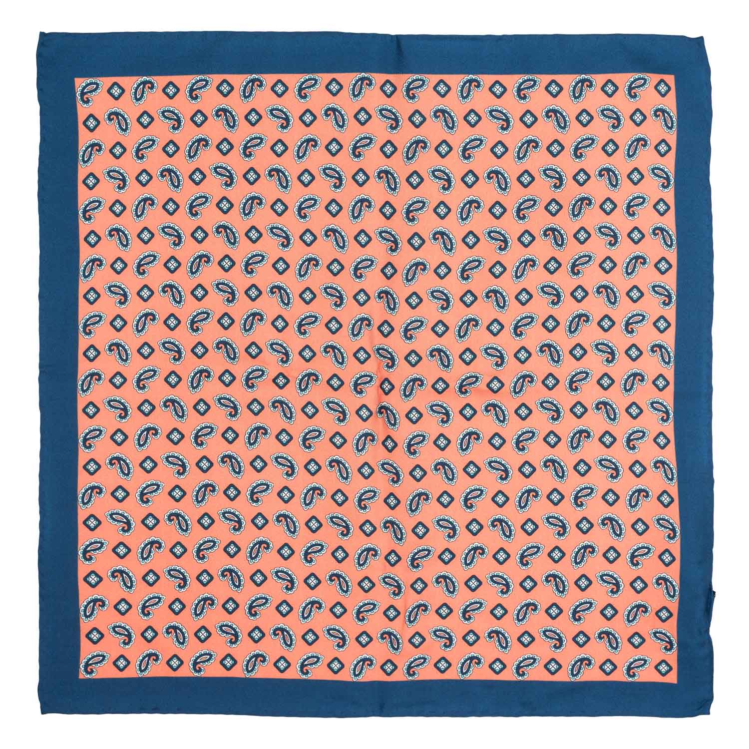 Orange Paisley Italian Silk Pocket Square for Men