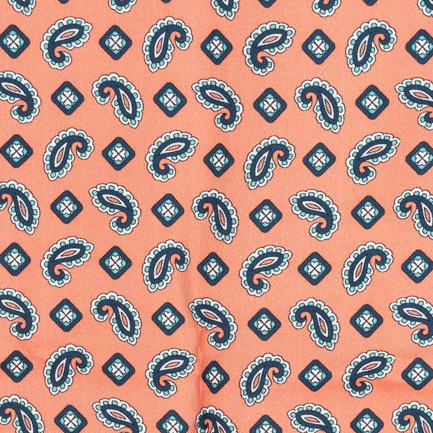 Orange Paisley Italian Silk Pocket Square for Men