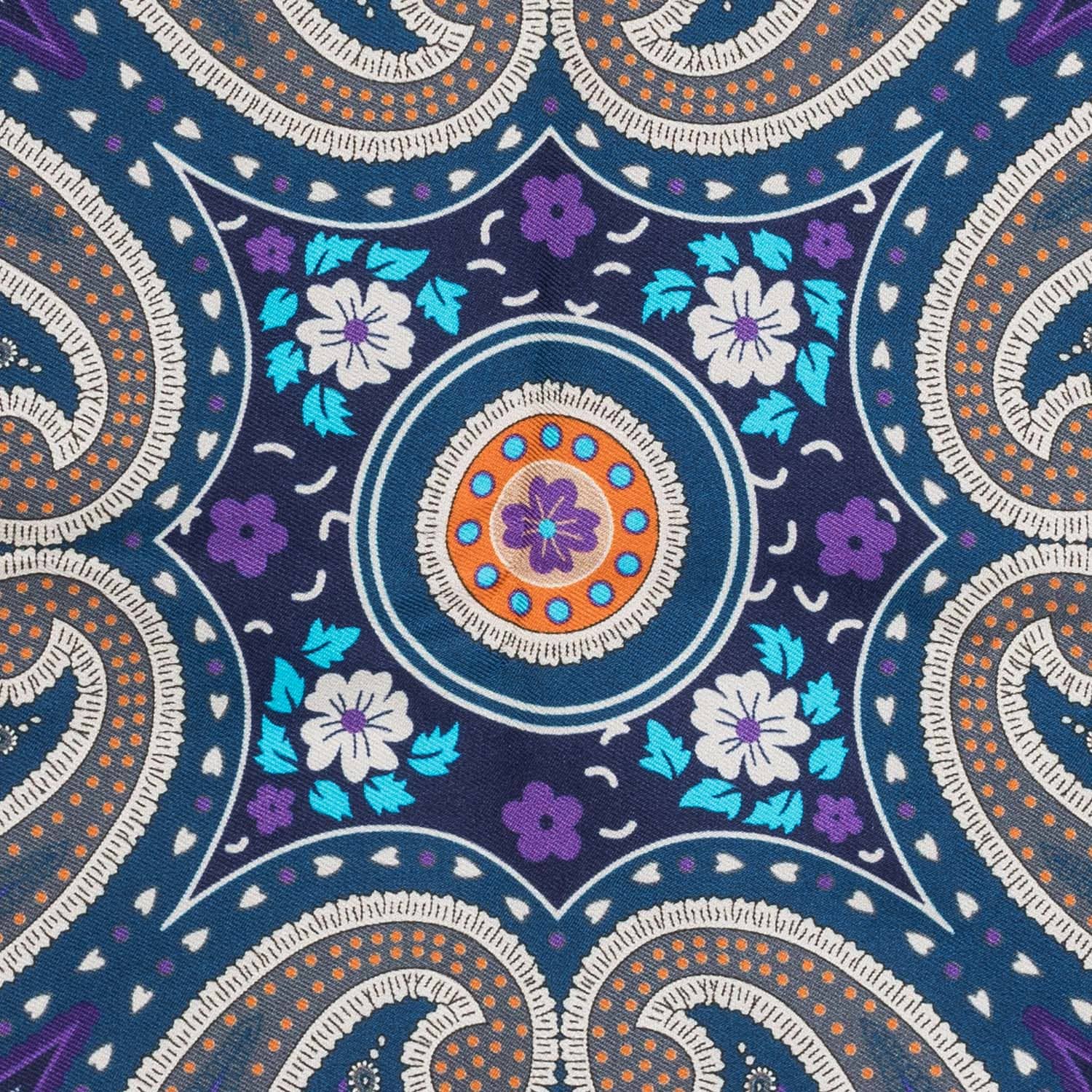 Blue Paisley Italian Silk Pocket Square for Men