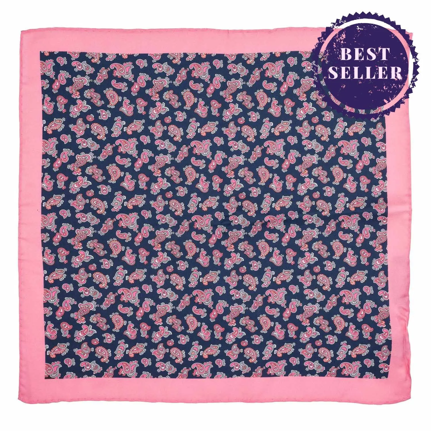 Pink Paisley Italian Silk Pocket Square for Men