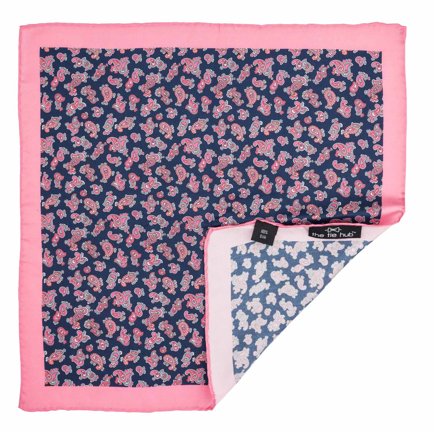 Pink Paisley Italian Silk Pocket Square for Men