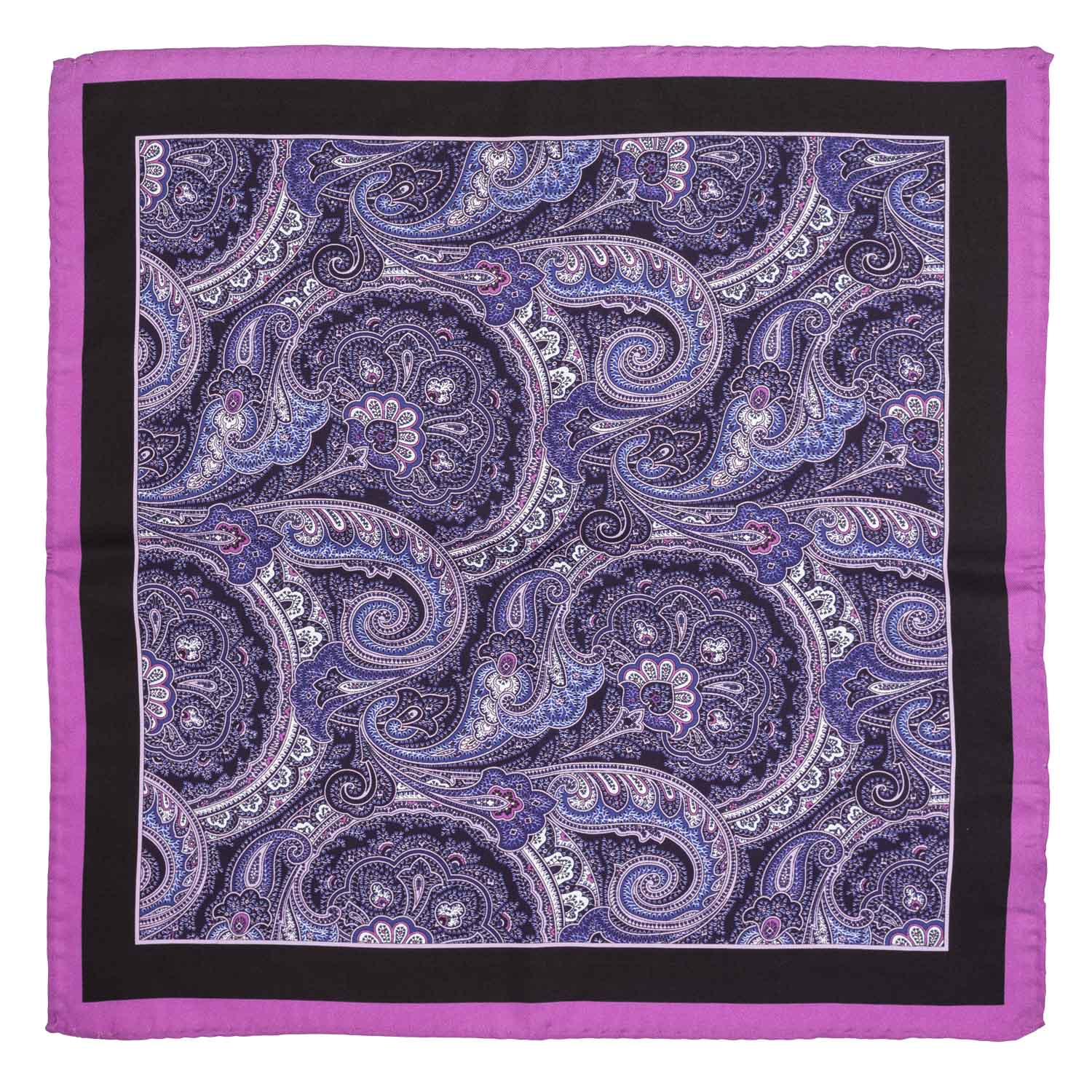 Purple Paisley Italian Silk Pocket Square for Men