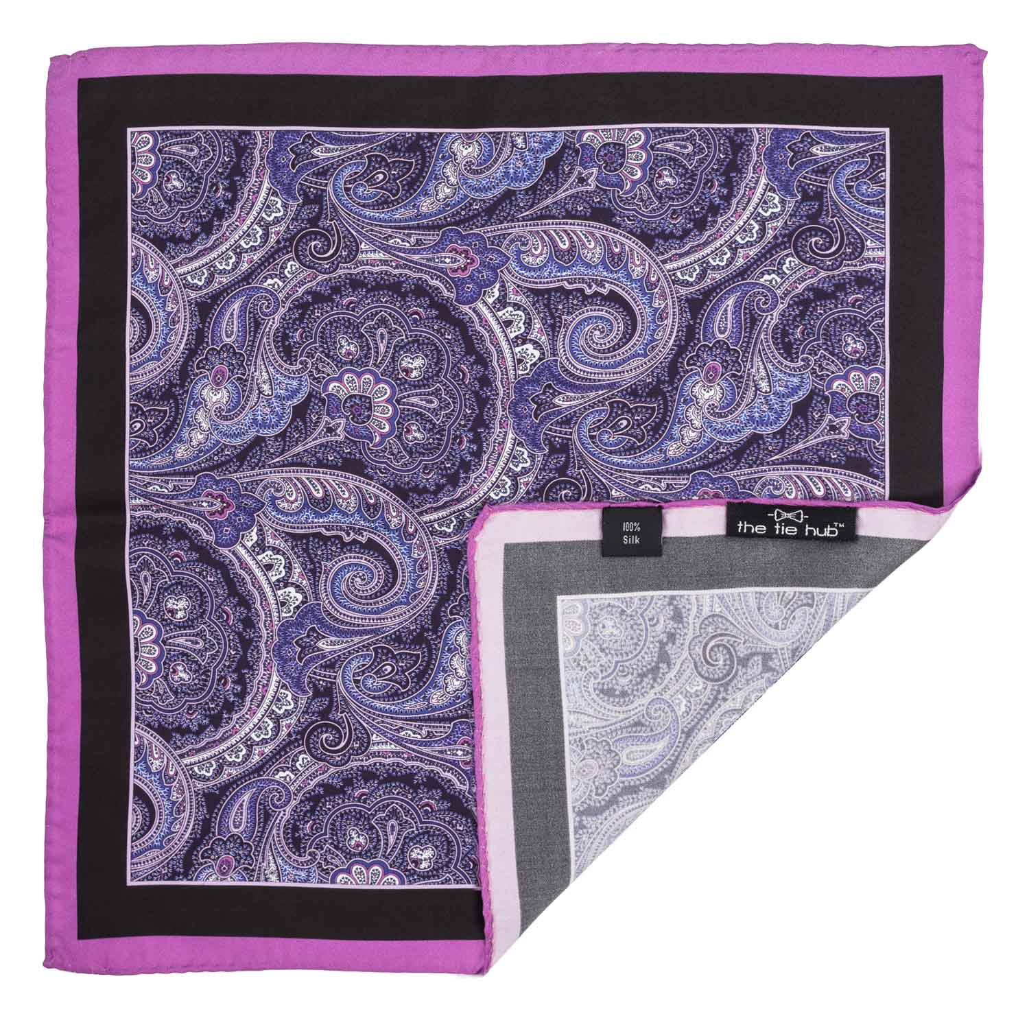 Purple Paisley Italian Silk Pocket Square for Men