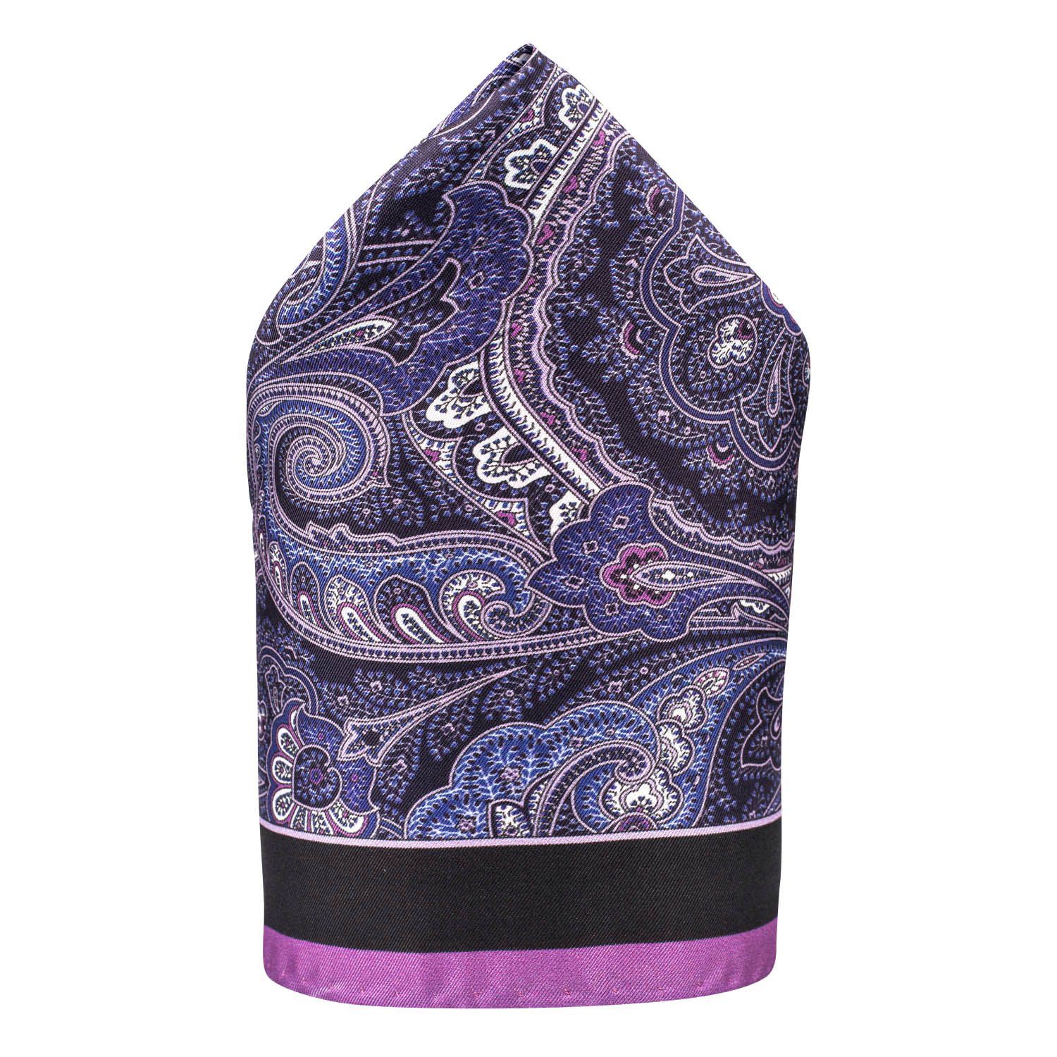 Purple Paisley Italian Silk Pocket Square for Men