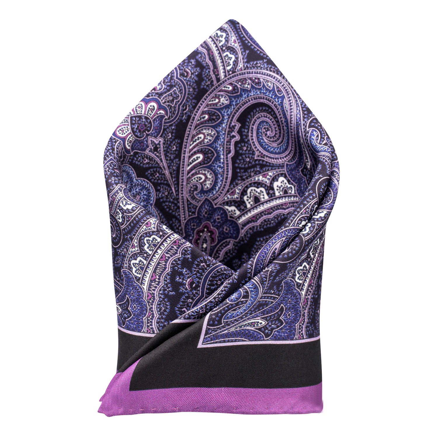 Purple Paisley Italian Silk Pocket Square for Men