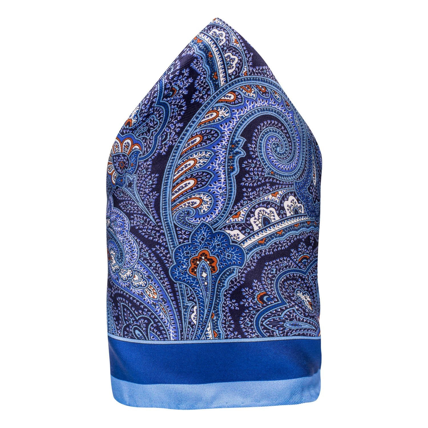 Blue Paisley Italian Silk Pocket Square for Men