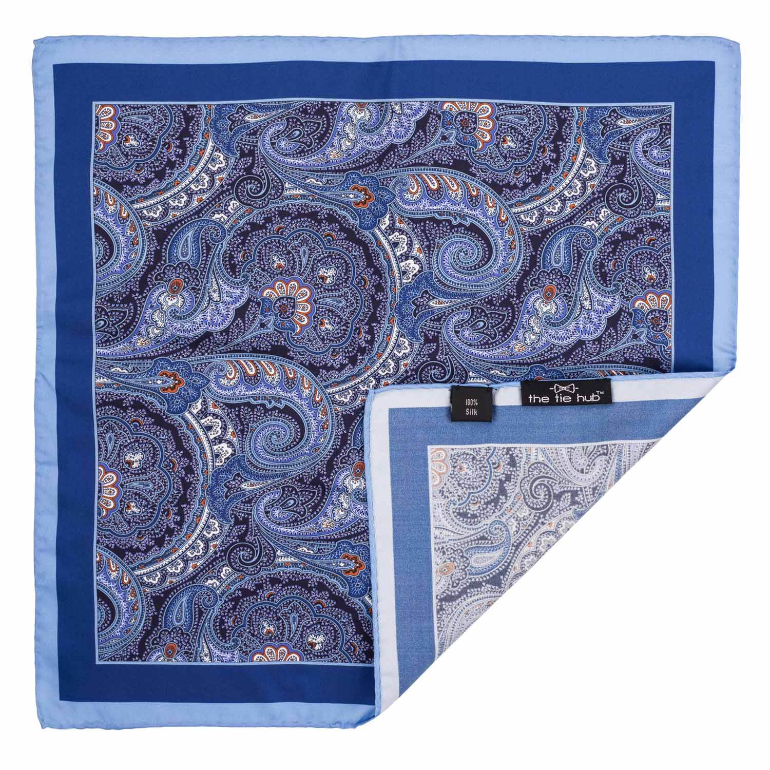 Blue Paisley Italian Silk Pocket Square for Men
