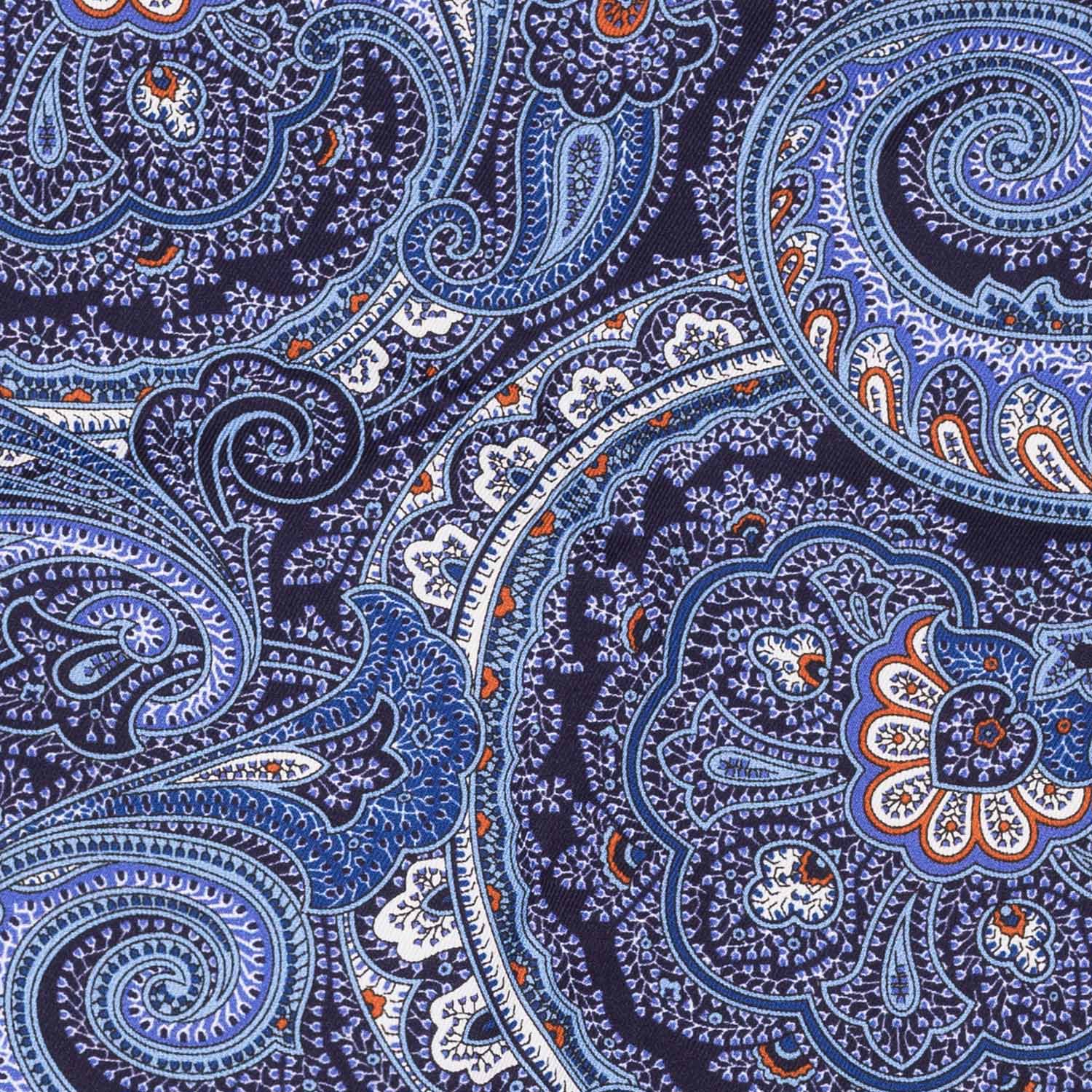 Blue Paisley Italian Silk Pocket Square for Men