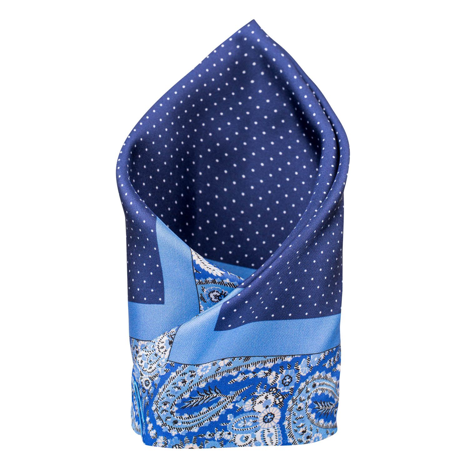 Blue Polka Dot Italian Silk Pocket Square for Men