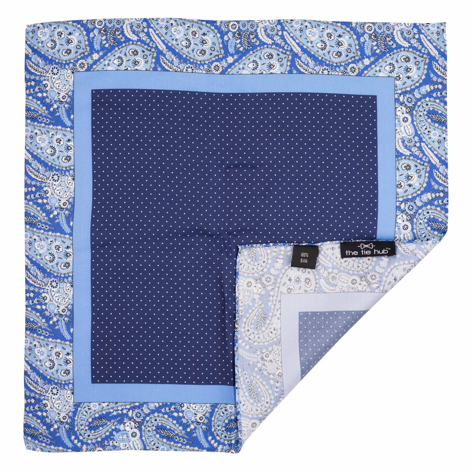 Blue Polka Dot Italian Silk Pocket Square for Men