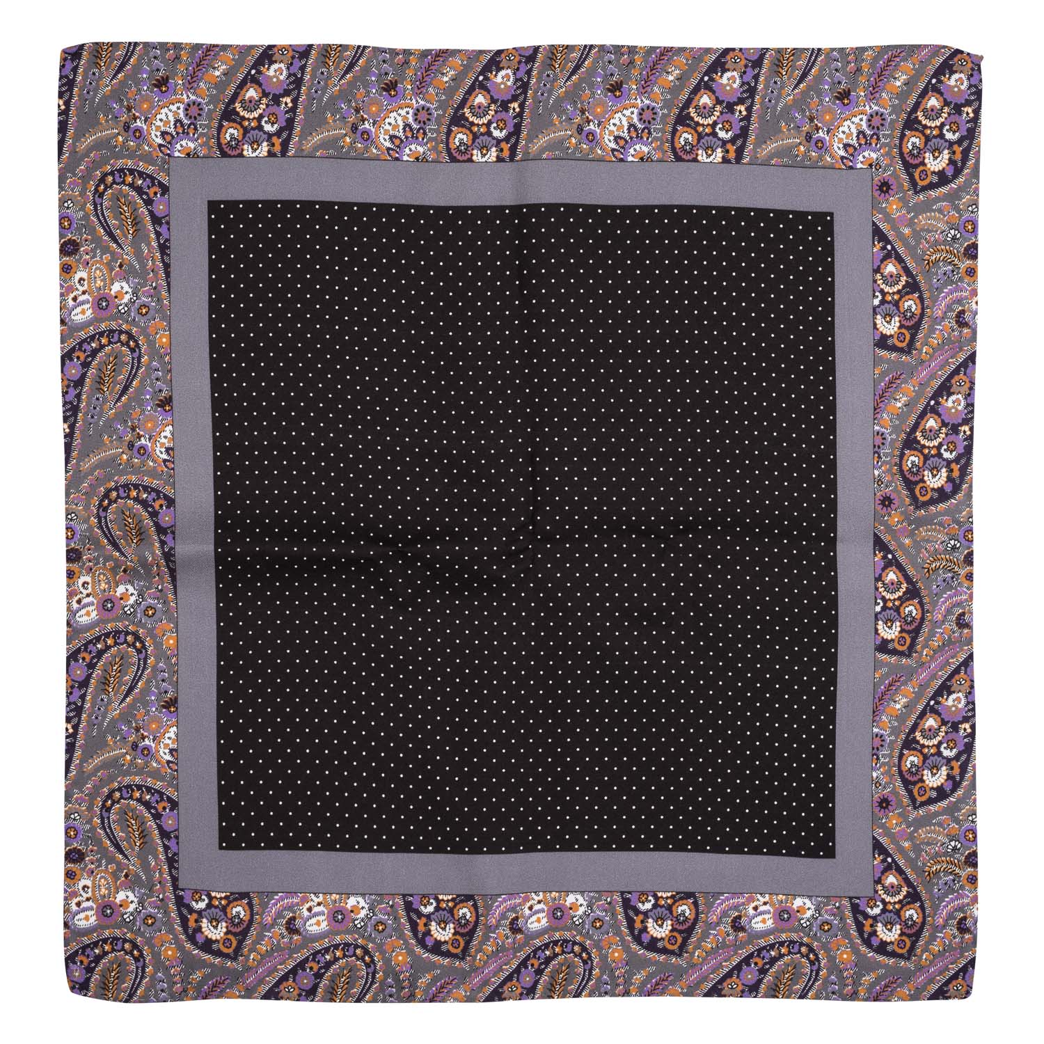 Black Polka Dot Italian Silk Pocket Square for Men