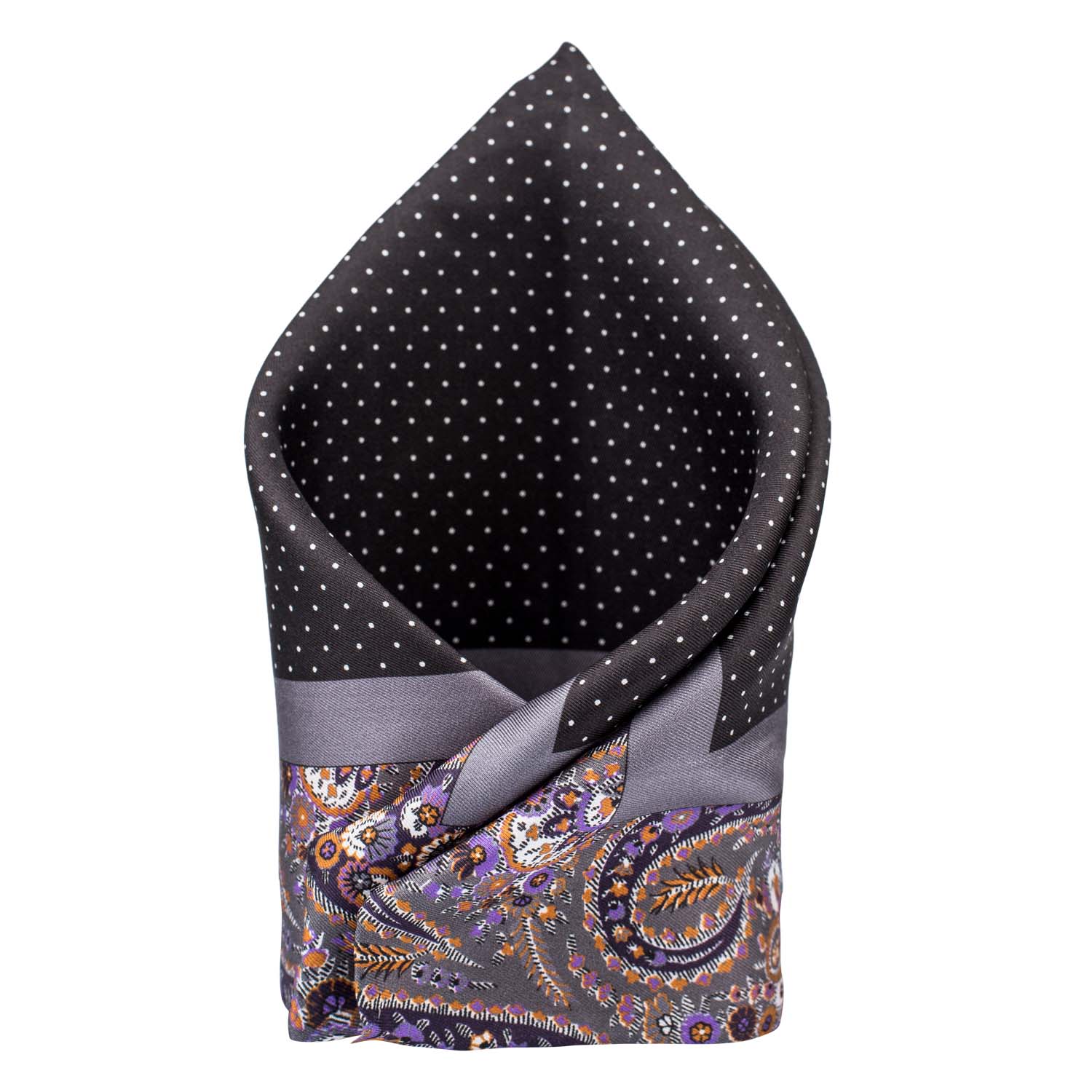 Black Polka Dot Italian Silk Pocket Square for Men