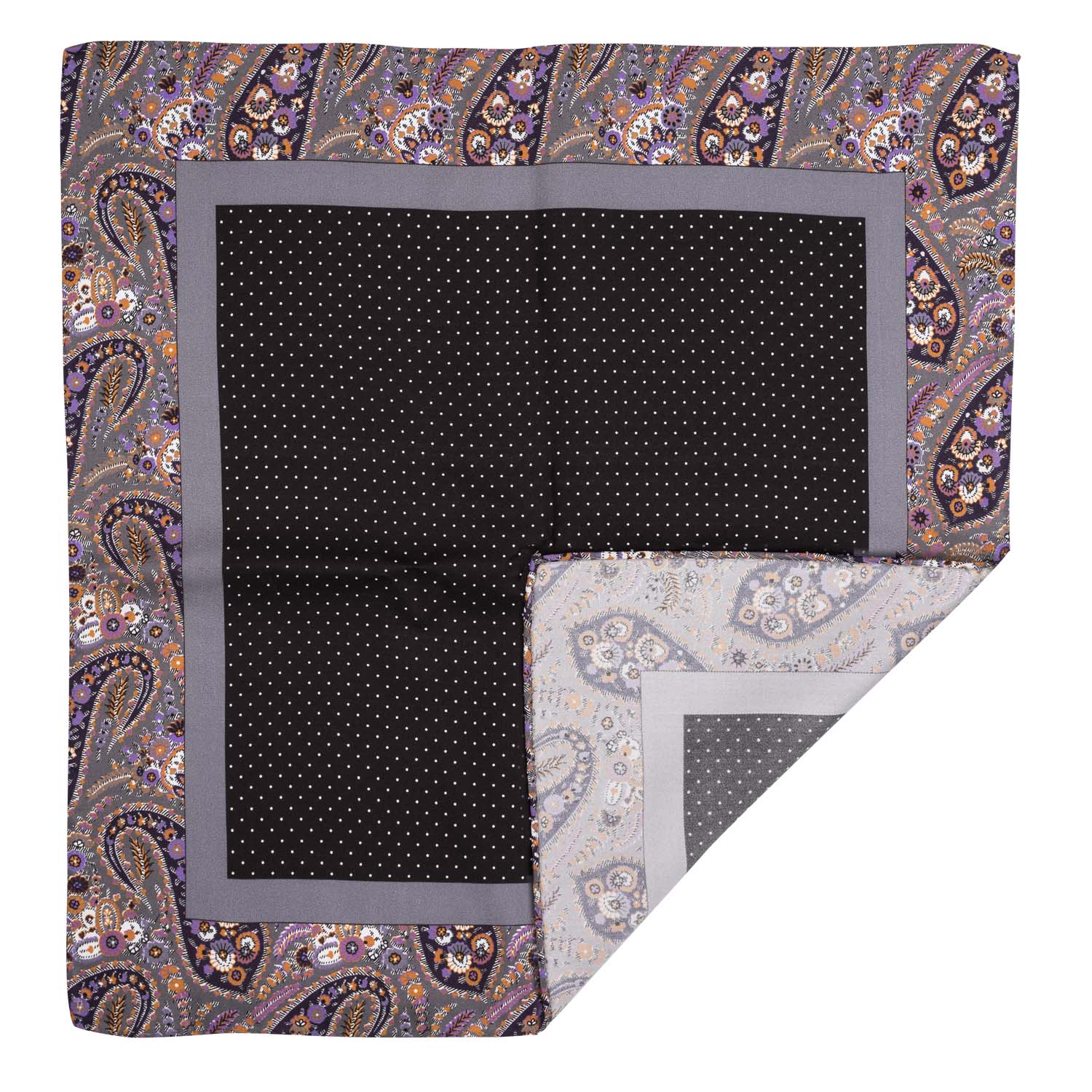 Black Polka Dot Italian Silk Pocket Square for Men