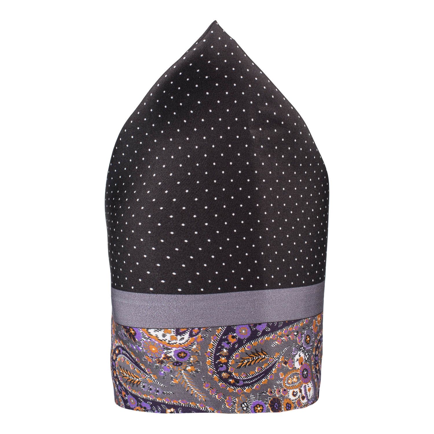Black Polka Dot Italian Silk Pocket Square for Men