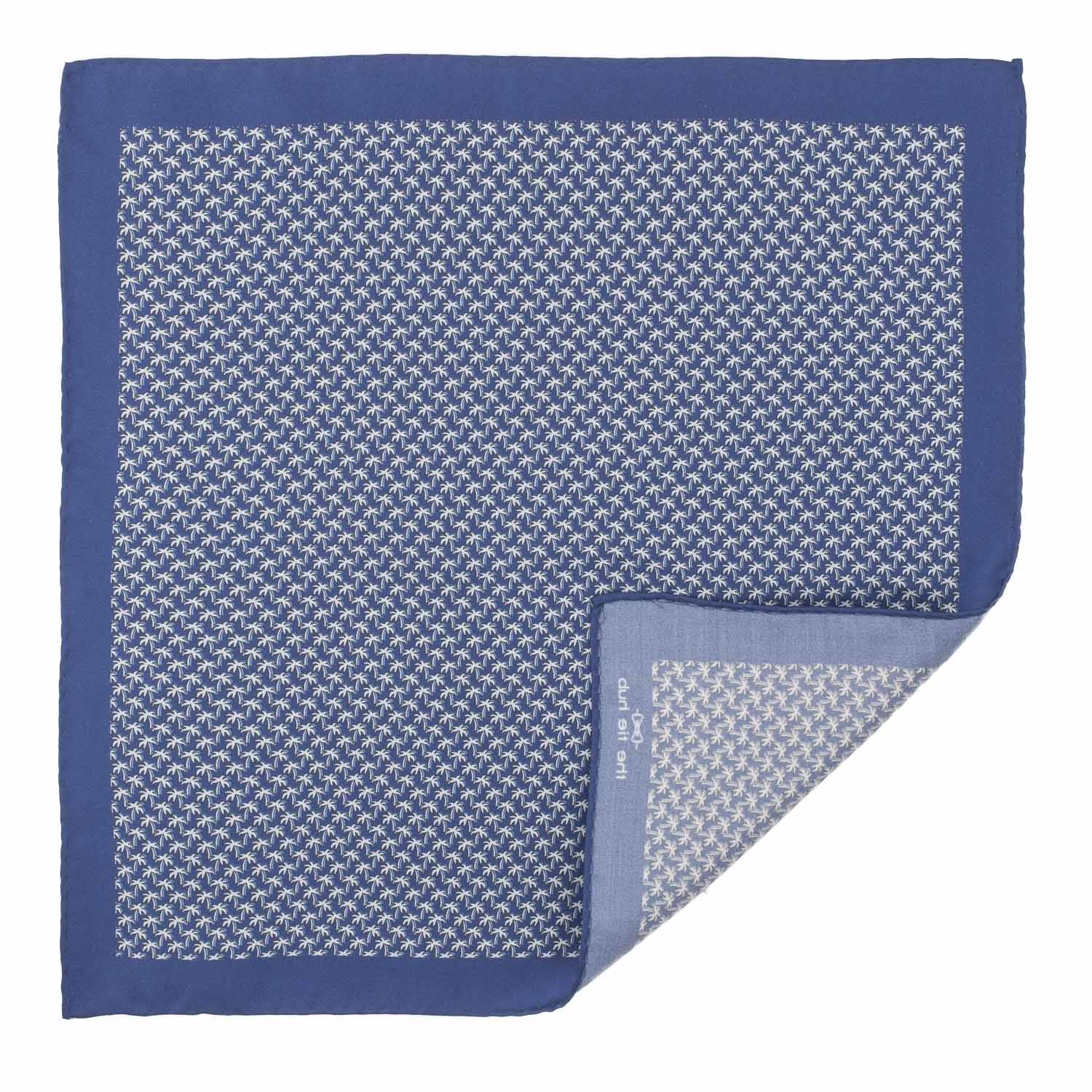 Blue Floral Italian Silk Pocket Square for Men