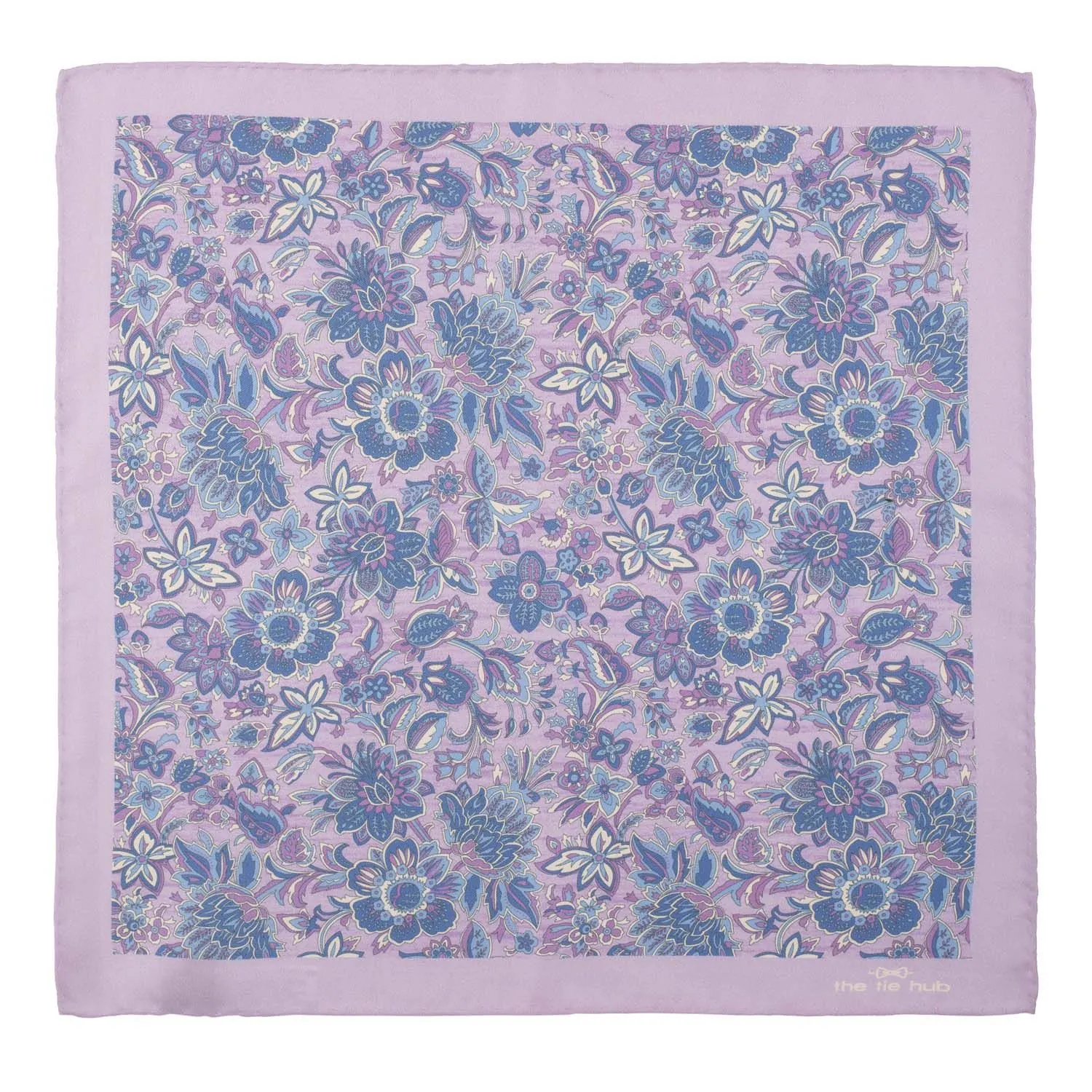 Purple Floral Italian Silk Pocket Square for Men