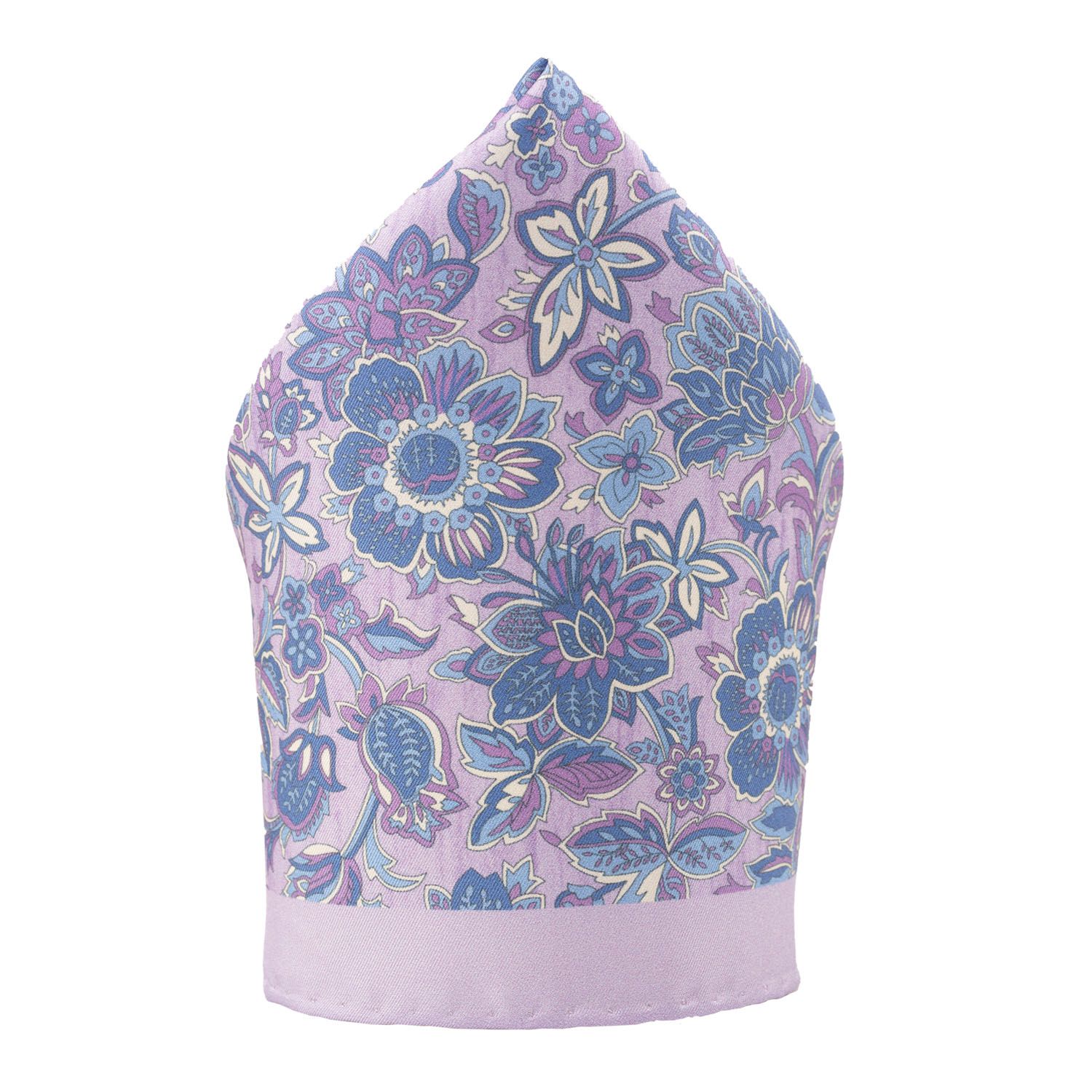 Purple Floral Italian Silk Pocket Square for Men