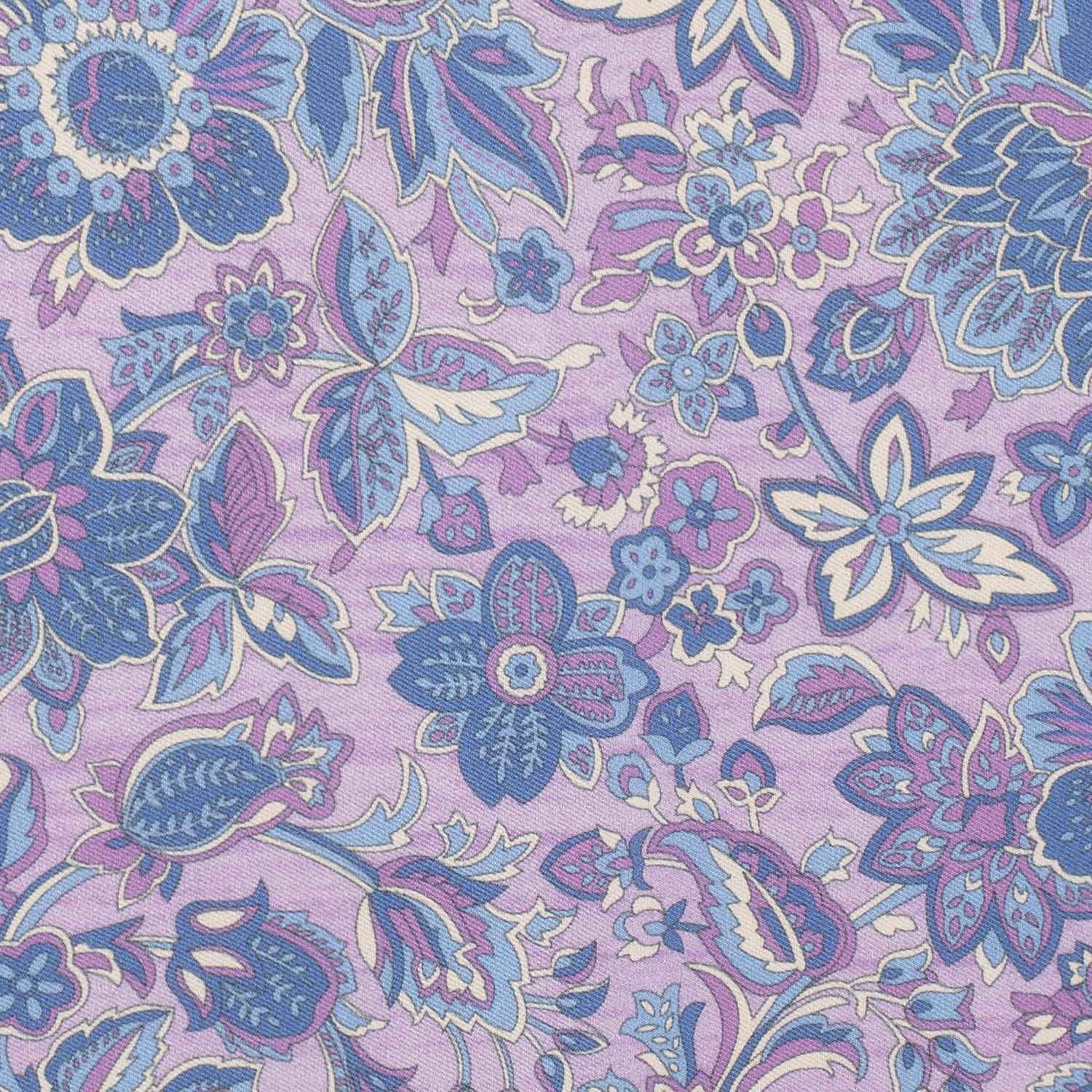 Purple Floral Italian Silk Pocket Square for Men