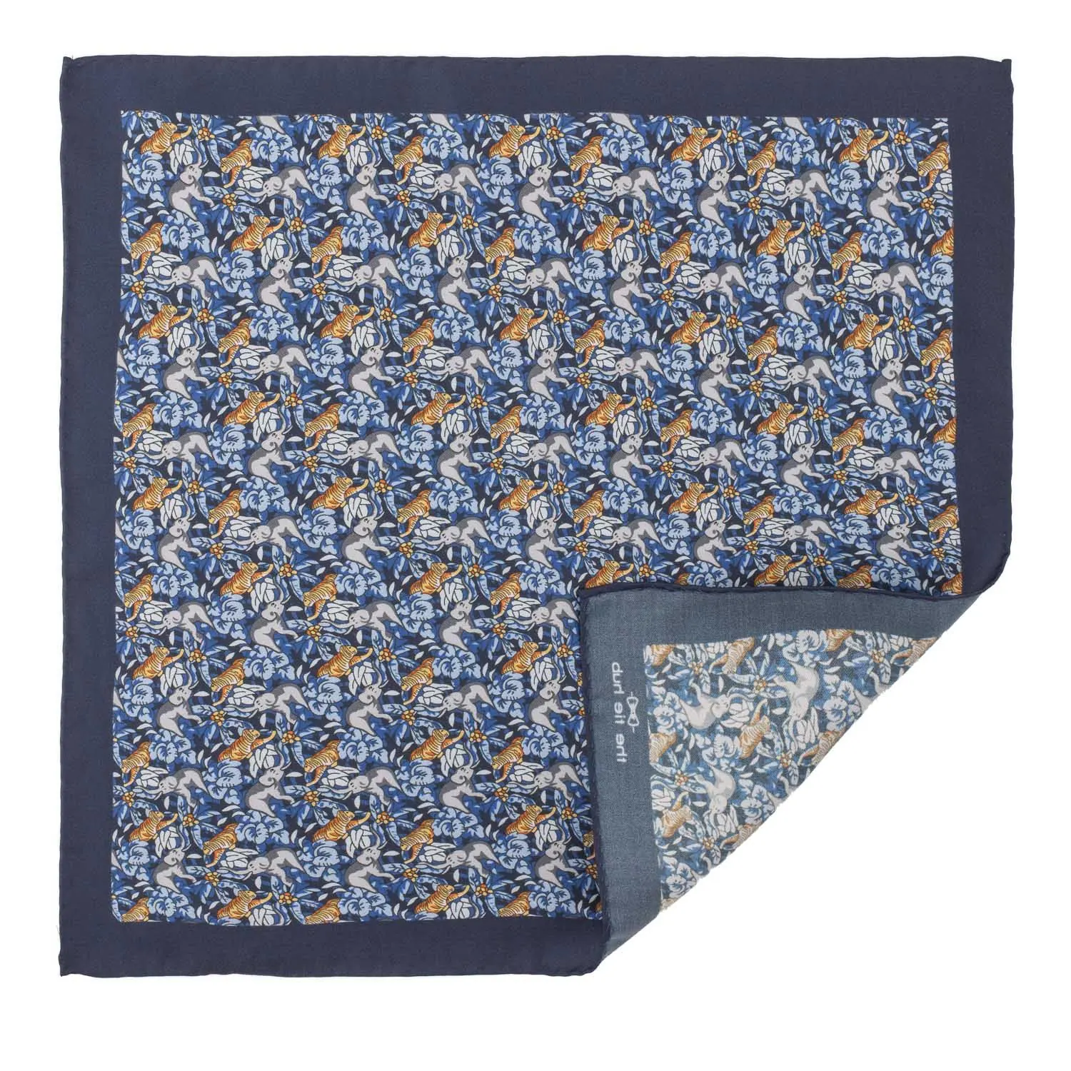 Blue Geometric Italian Silk Pocket Square for Men