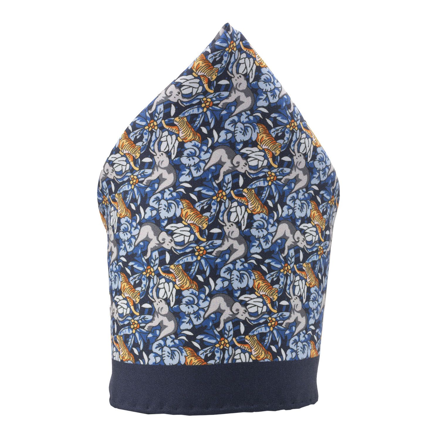 Blue Geometric Italian Silk Pocket Square for Men