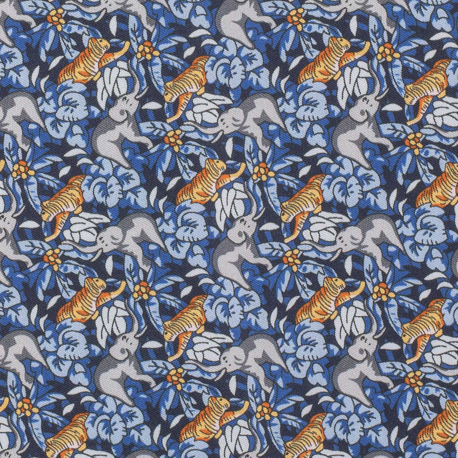 Blue Geometric Italian Silk Pocket Square for Men