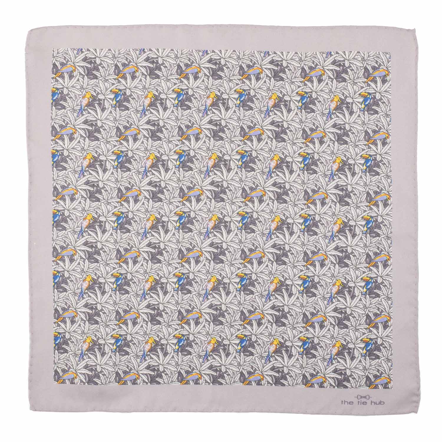 Grey Geometric Italian Silk Pocket Square for Men