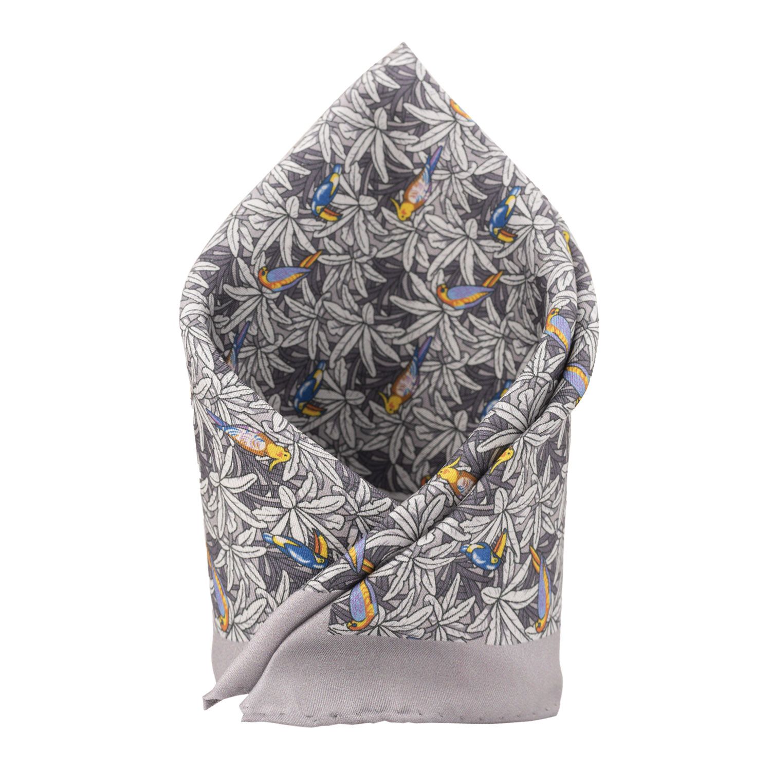 Grey Geometric Italian Silk Pocket Square for Men
