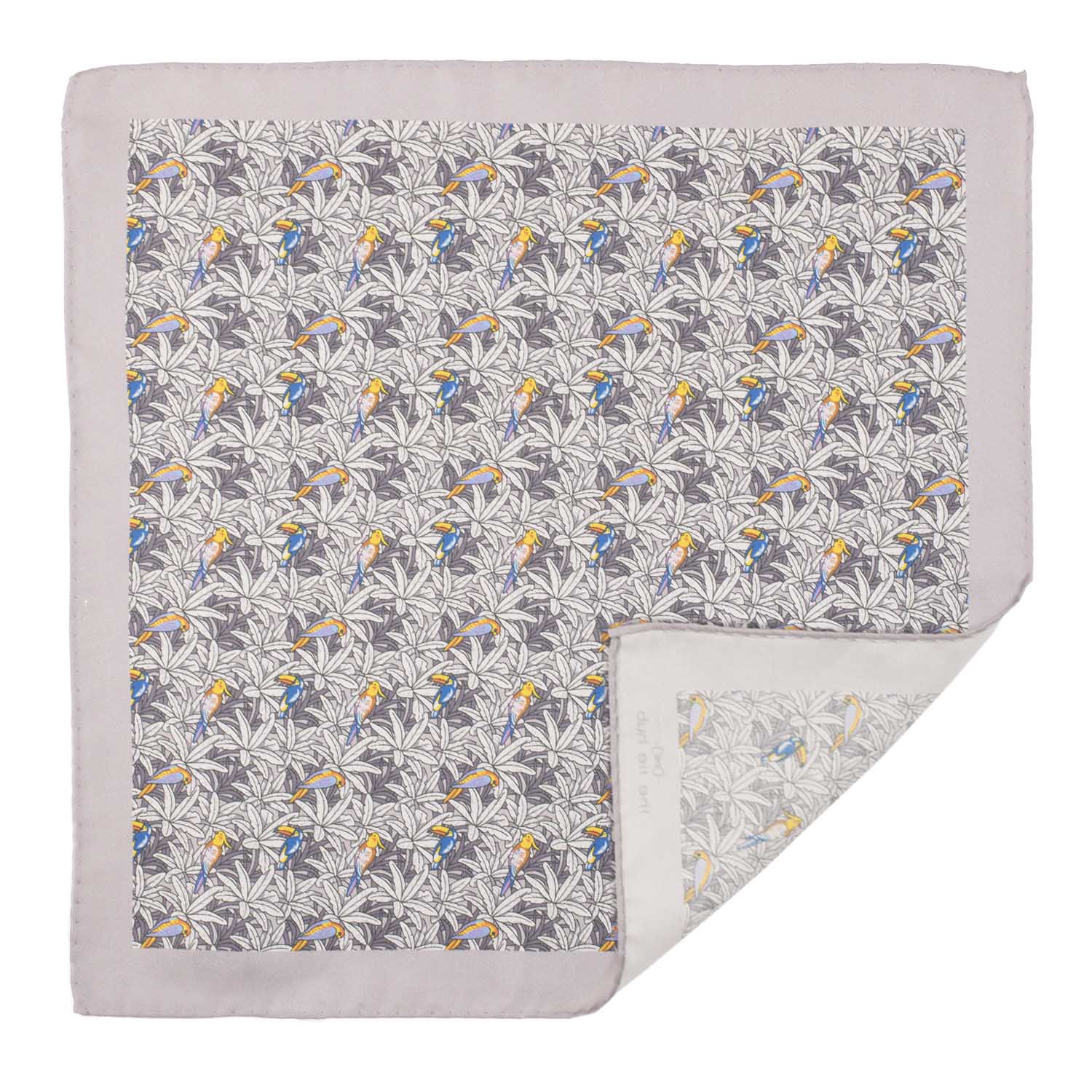 Grey Geometric Italian Silk Pocket Square for Men
