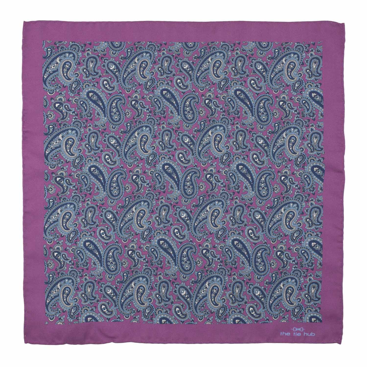 Purple Paisley Italian Silk Pocket Square for Men