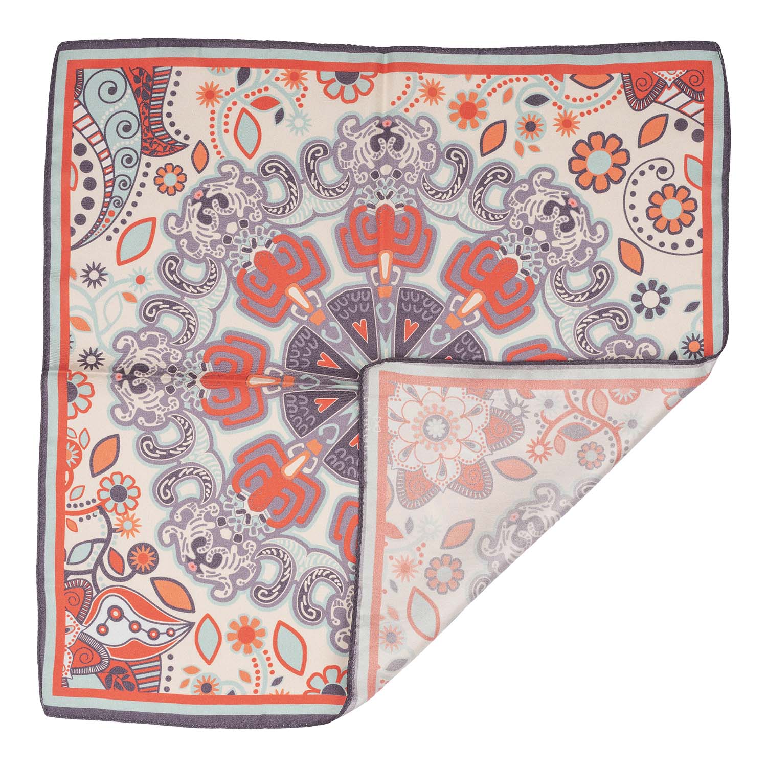 Orange Floral Italian Silk Pocket Square for Men