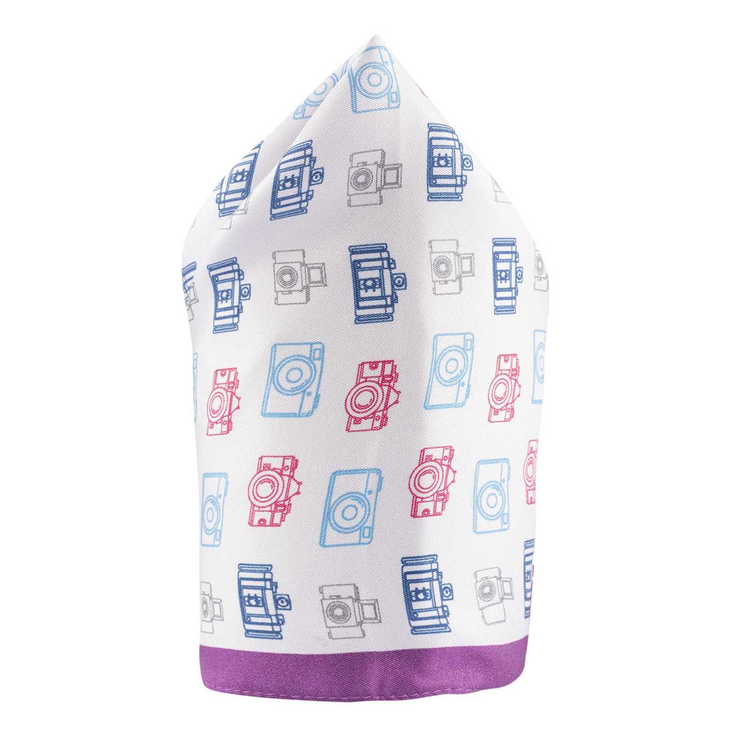 Multicolor Geometric Italian Silk Pocket Square for Men