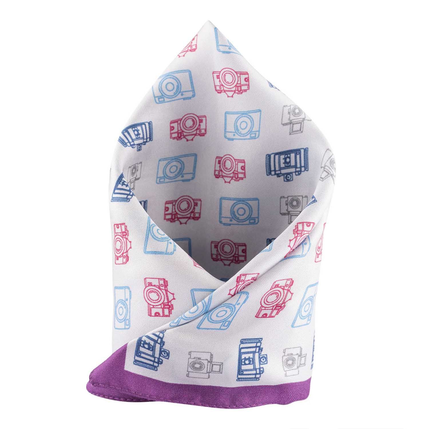Multicolor Geometric Italian Silk Pocket Square for Men
