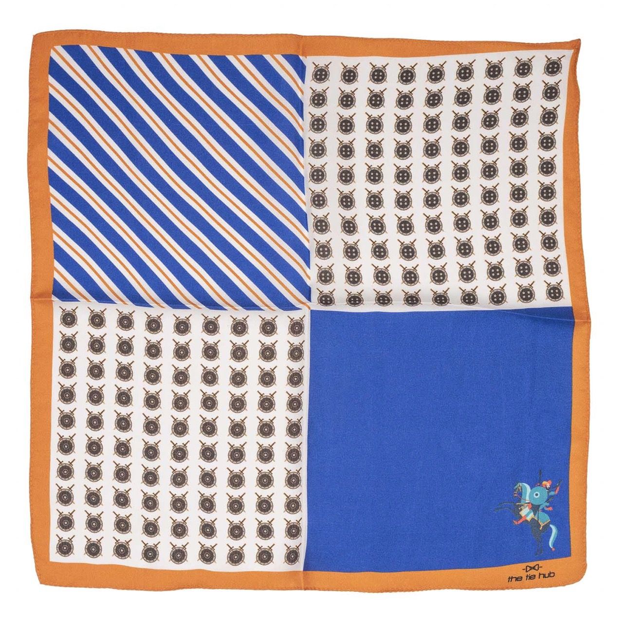 Blue Geometric Italian Silk Pocket Square for Men